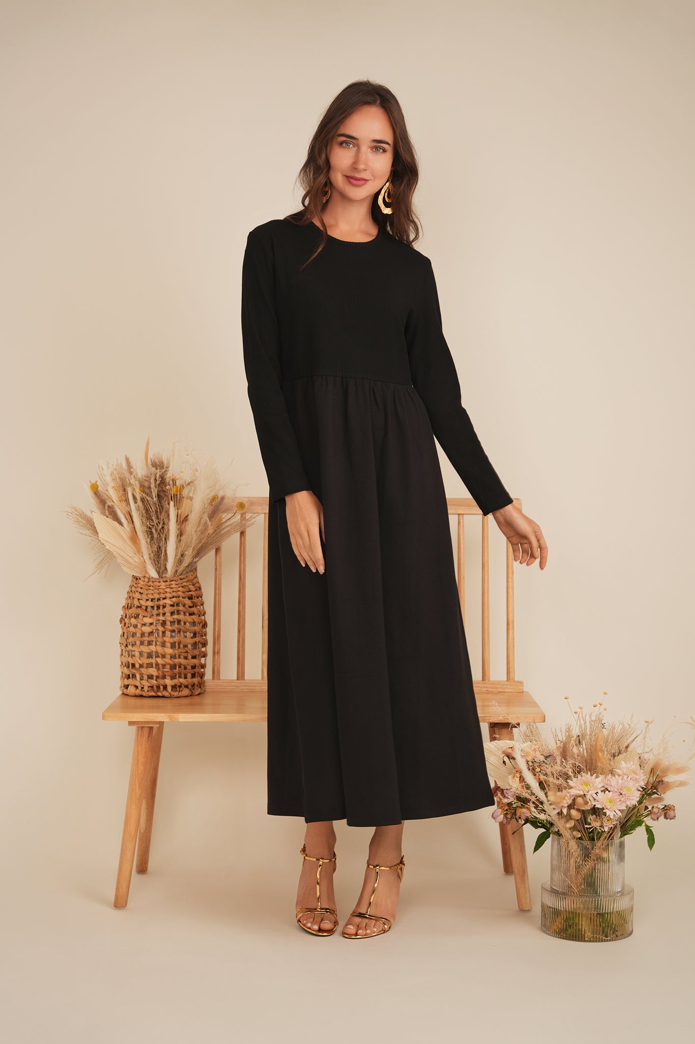 Maxi Flare Combo Dress in by Vivid