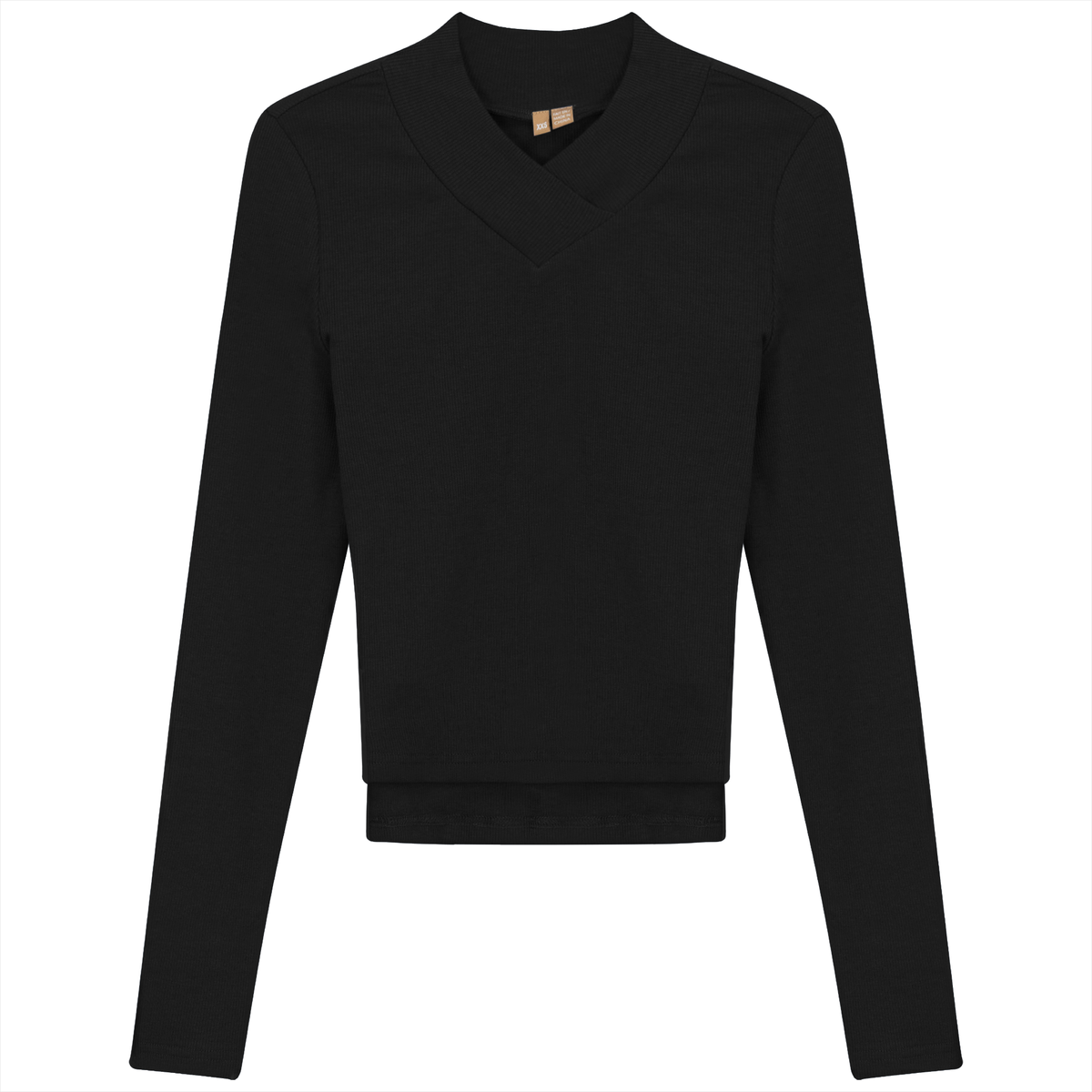 Cropped V Neck Tee in Black by Positive