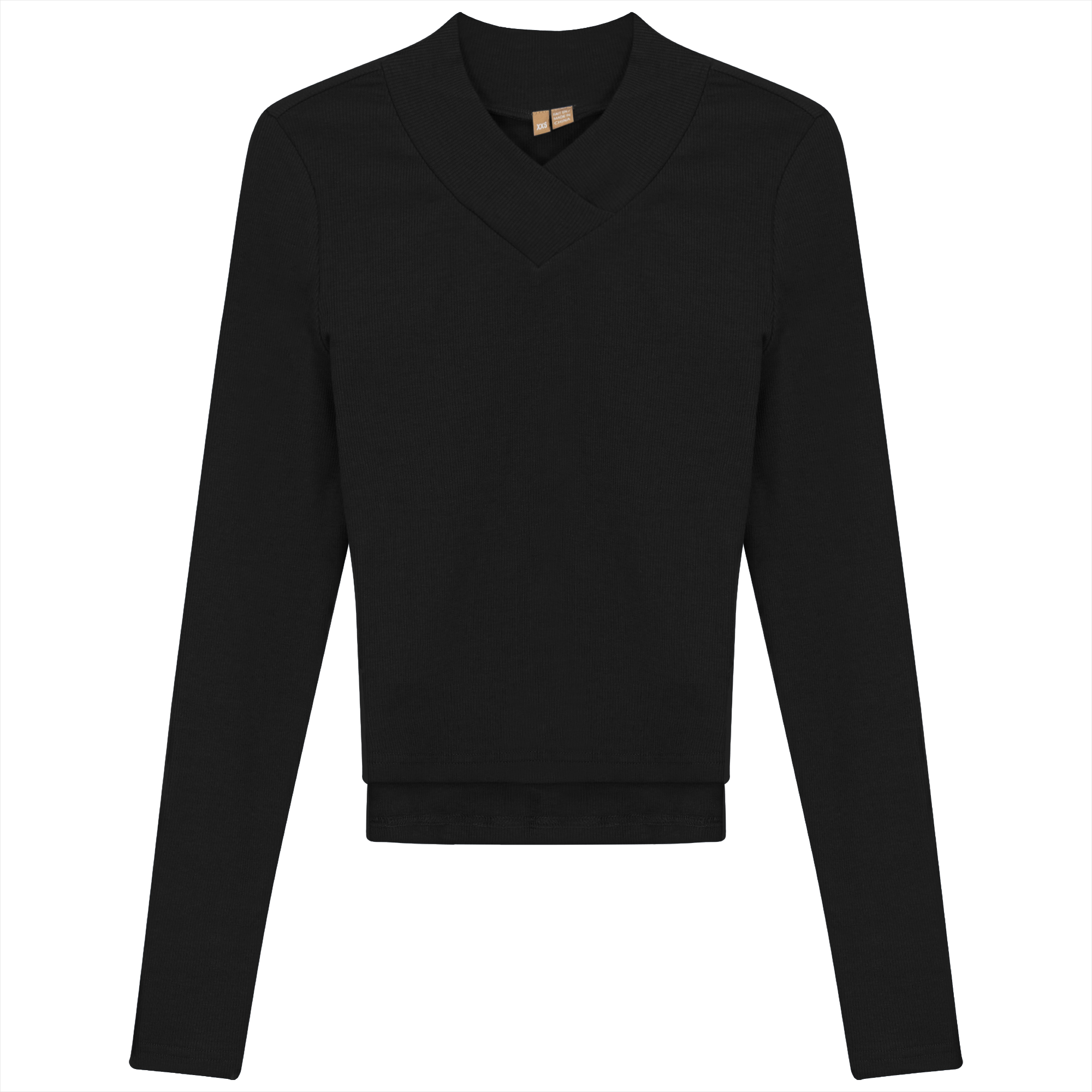 Cropped V Neck Tee in Black by Positive