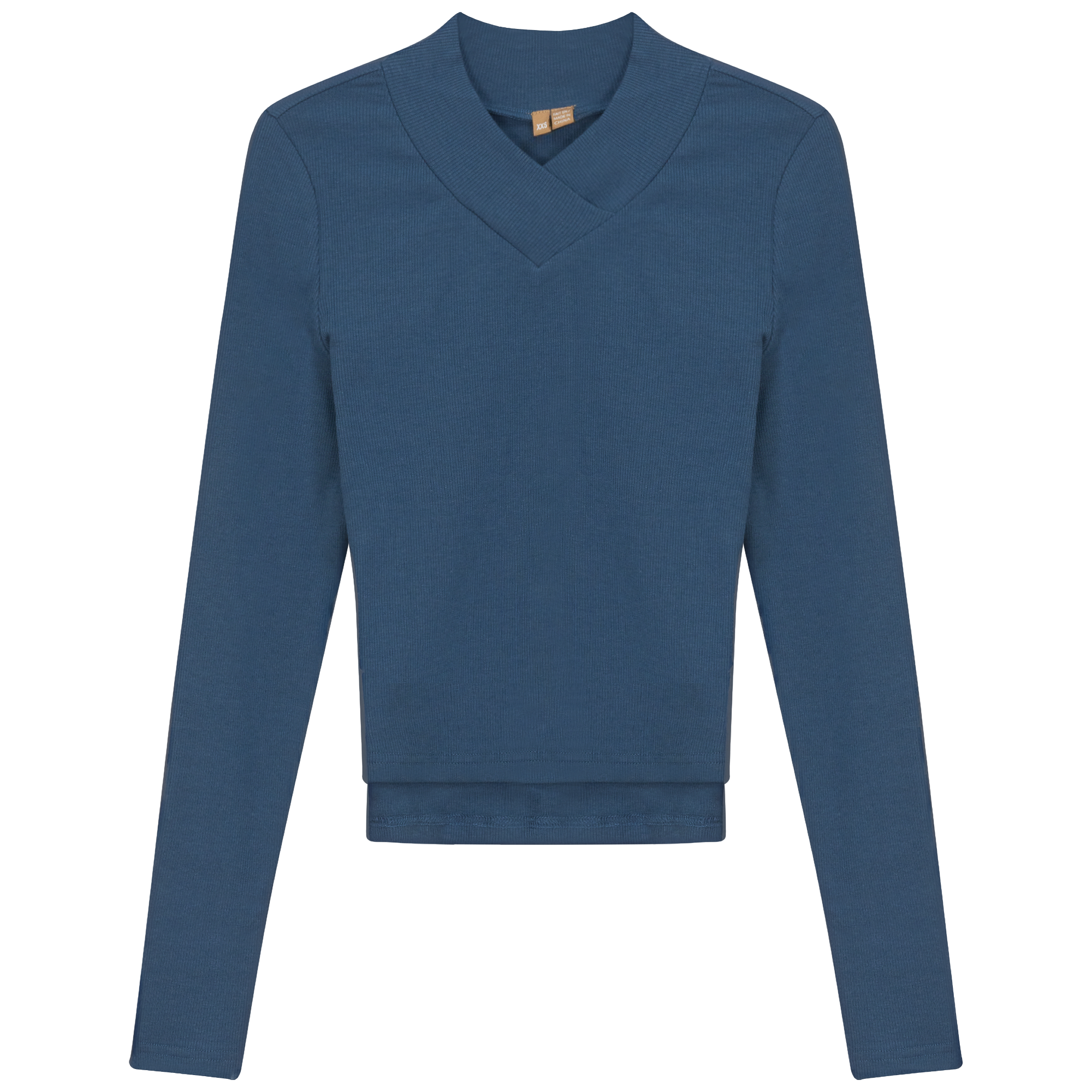 Cropped V Neck Tee in Chambray by Positive