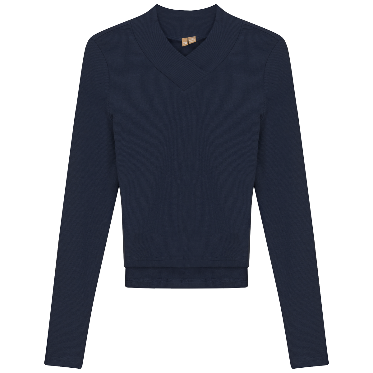 Cropped V Neck Tee in Dark Navy by Positive