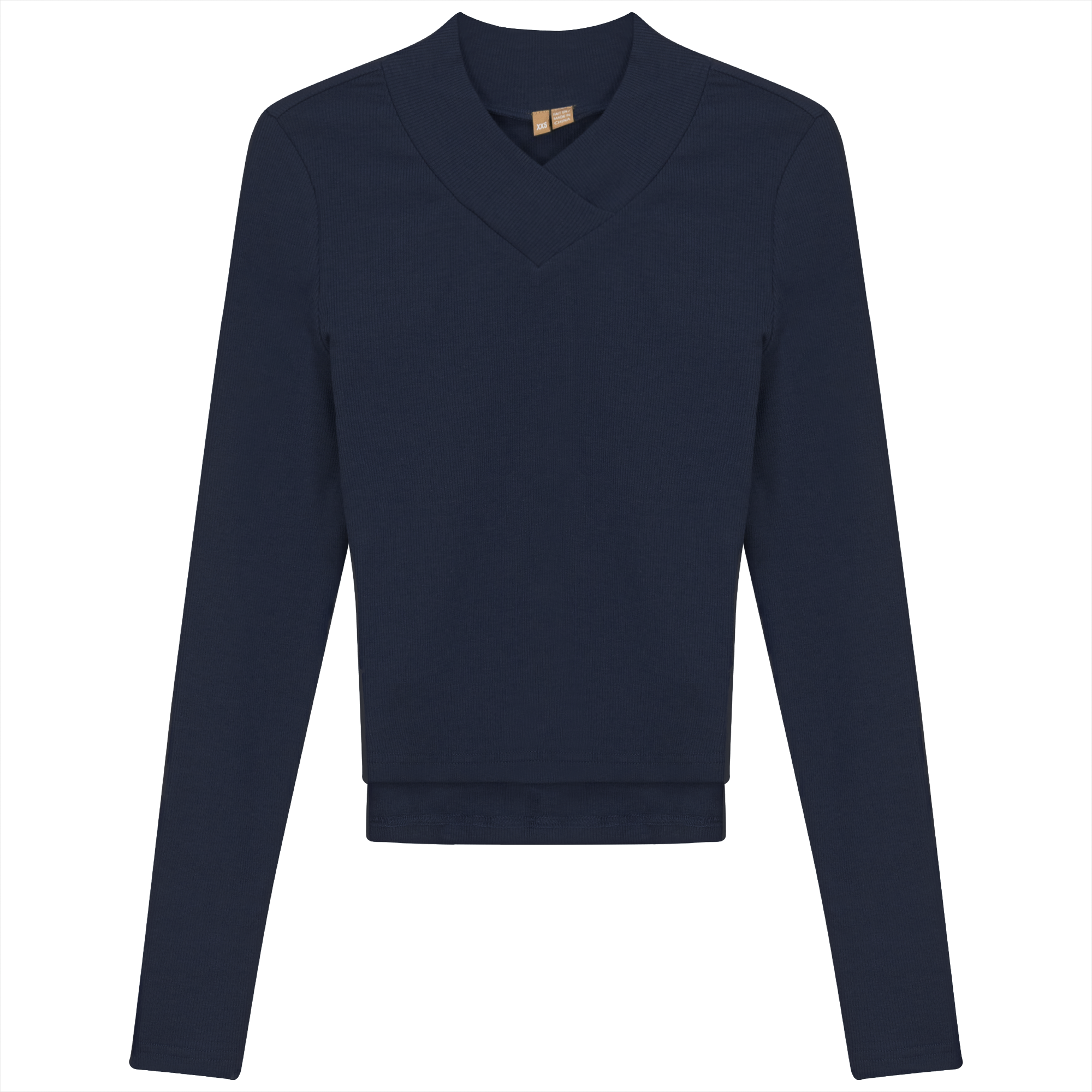 Cropped V Neck Tee in Dark Navy by Positive