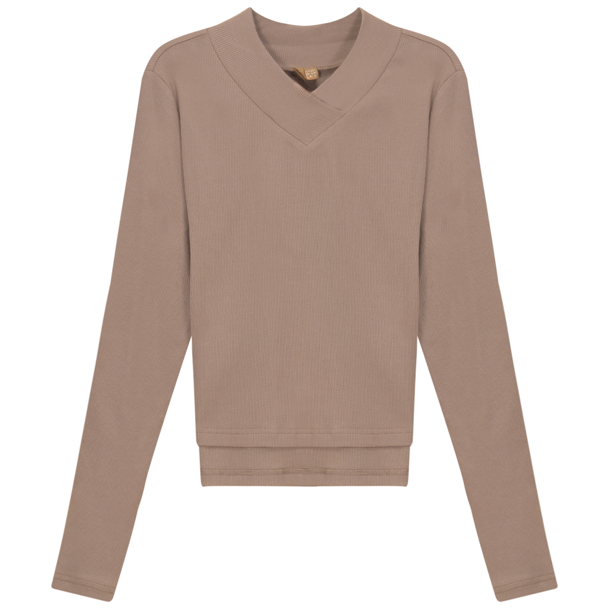 Cropped V Neck Tee in Sand by Positive