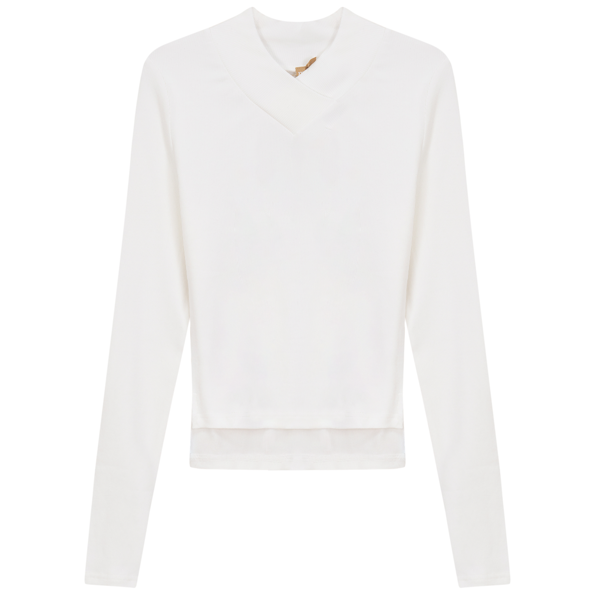 Cropped V Neck Tee in White by Positive