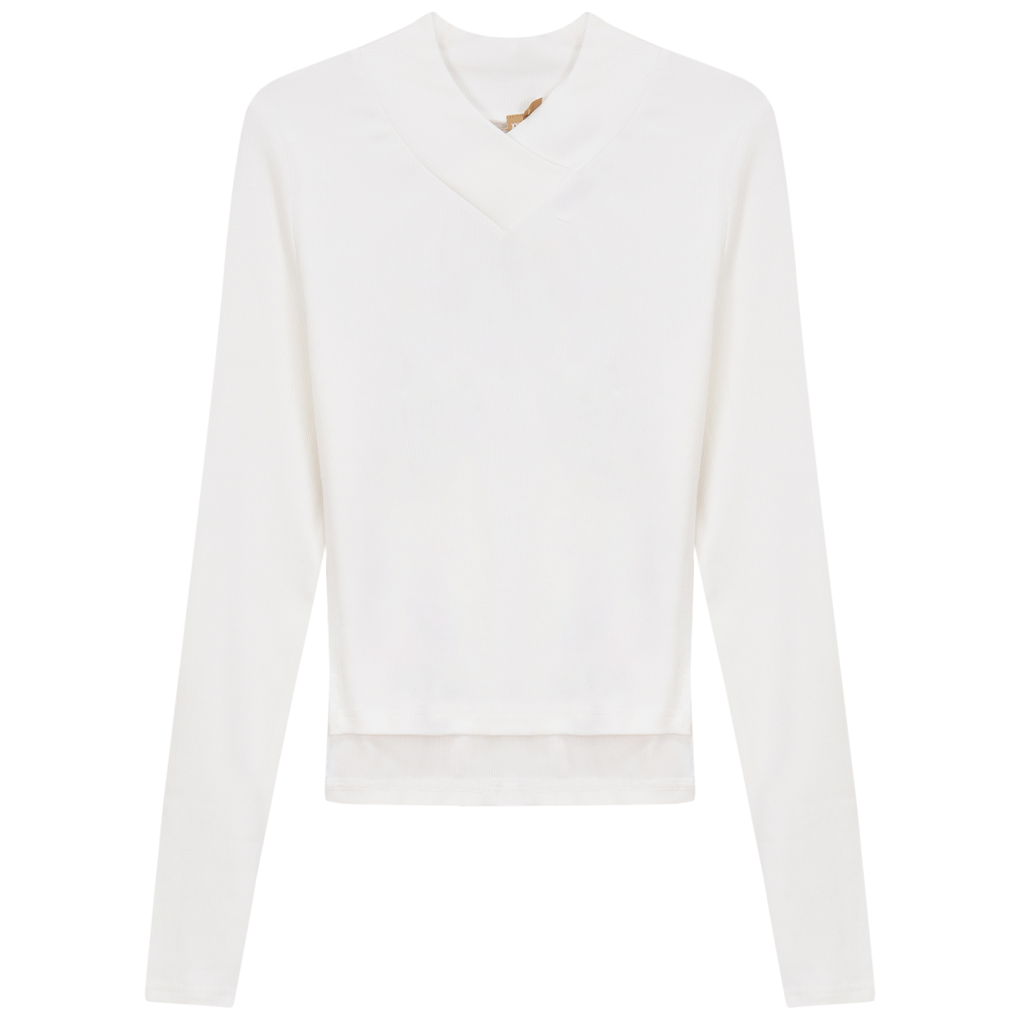 Cropped V Neck Tee in White by Positive