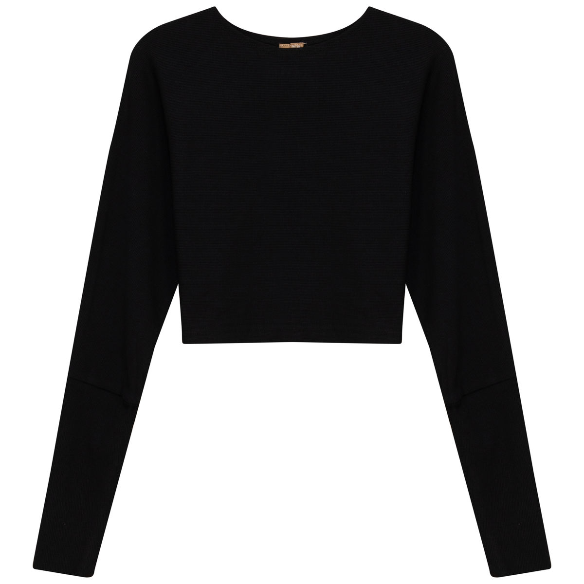 Cropped Ribbed Sweater in Black by Positive
