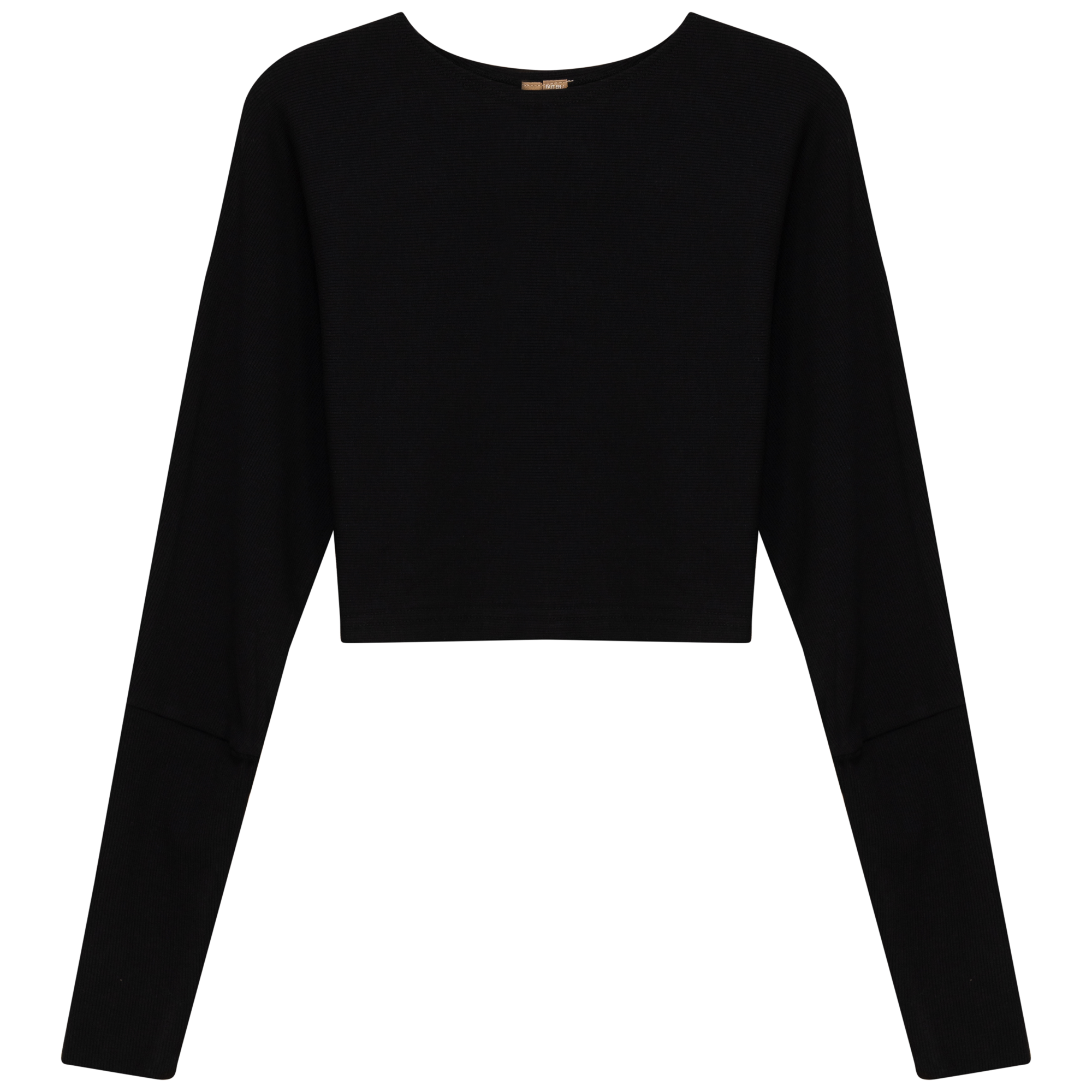 Cropped Ribbed Sweater in Black by Positive