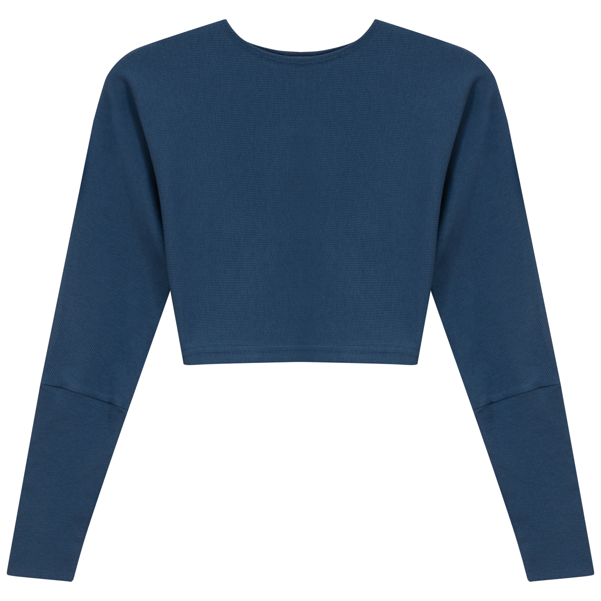 Cropped Ribbed Sweater in Chambray by Positive