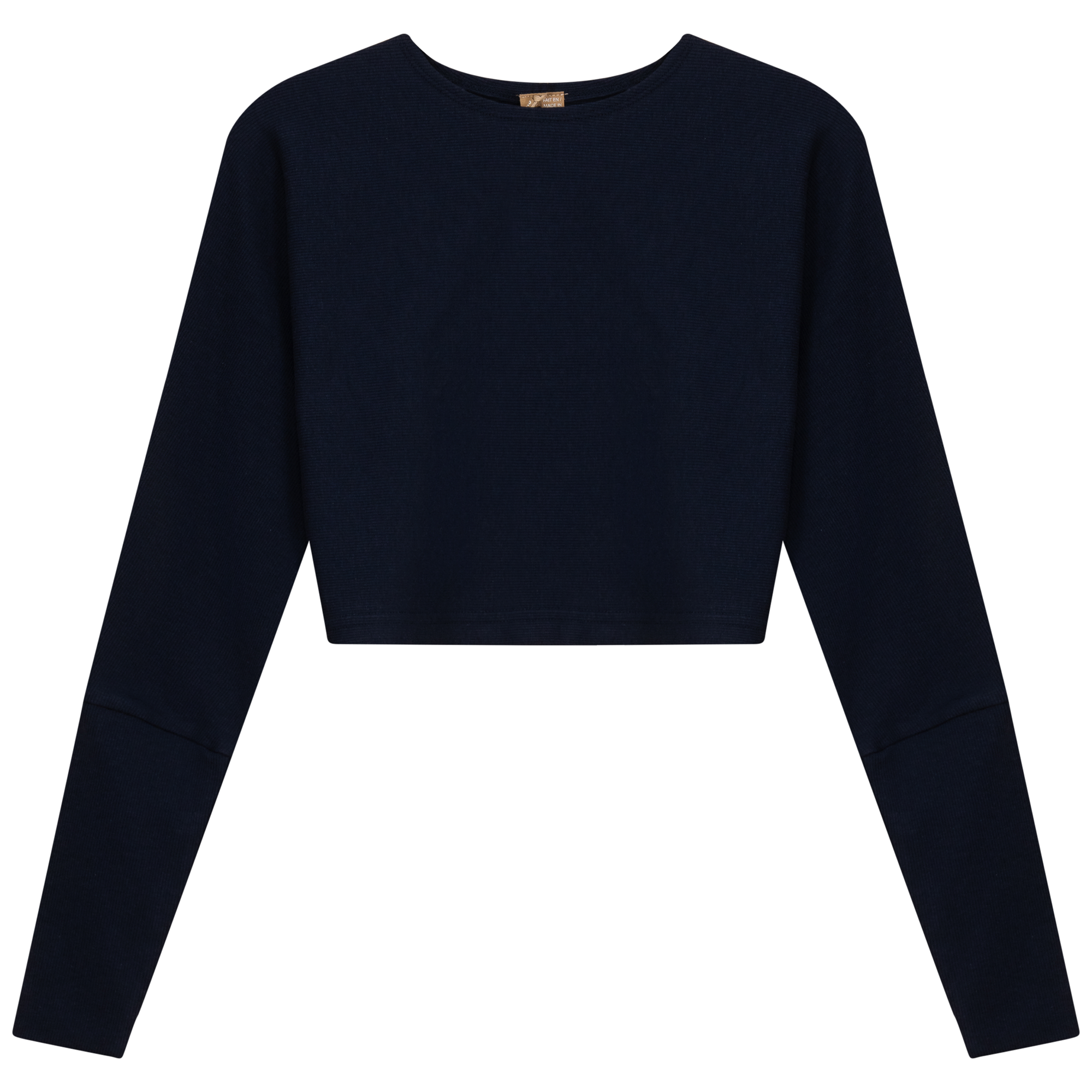 Cropped Ribbed Sweater in Dark Navy by Positive
