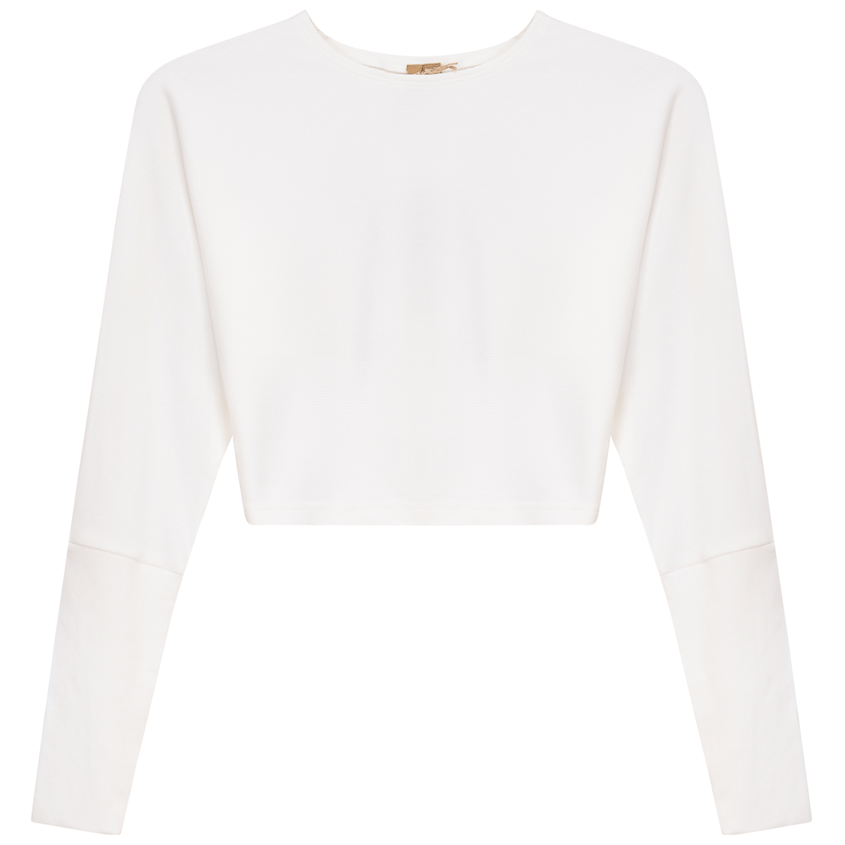 Cropped Ribbed Sweater in White by Positive