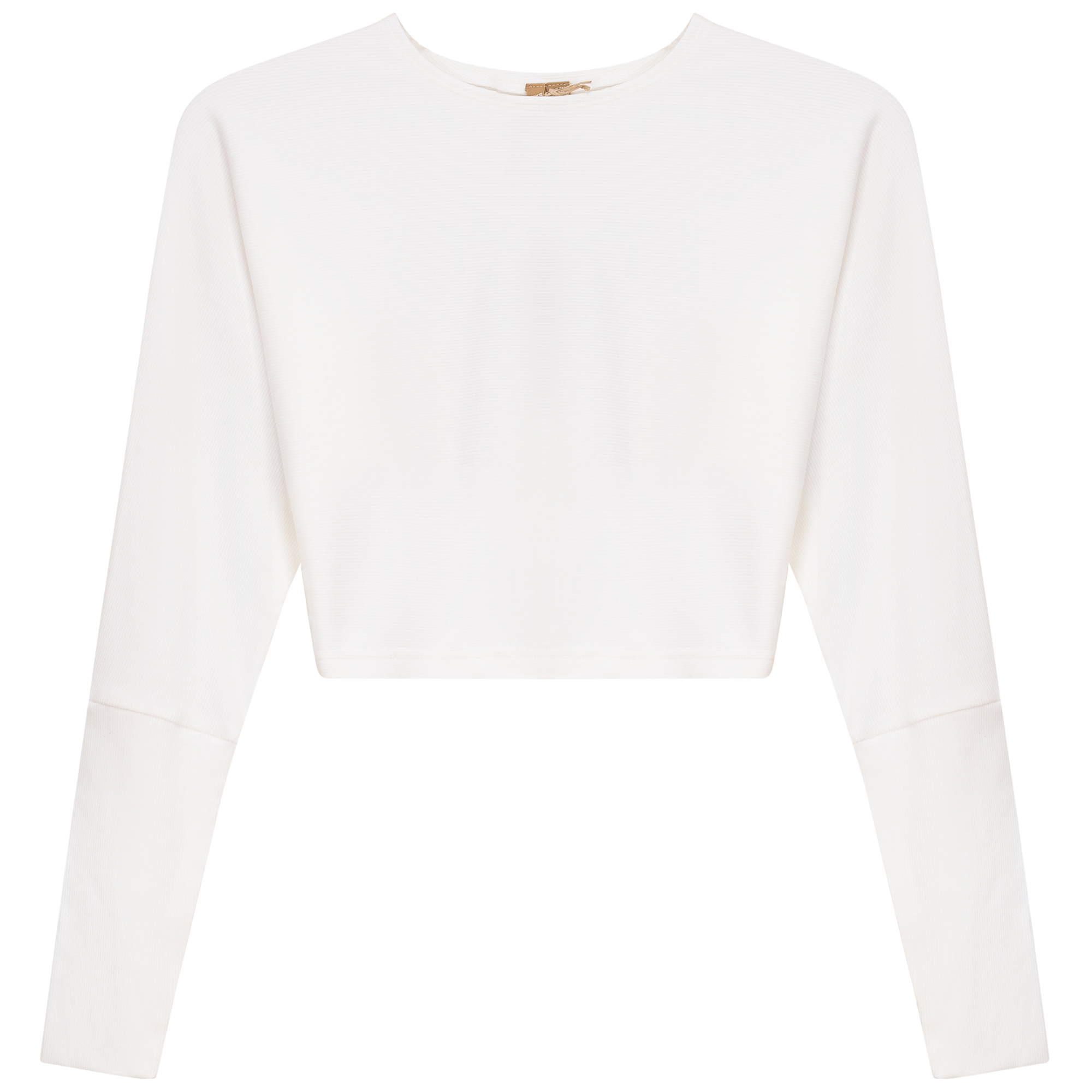 Cropped Ribbed Sweater in White by Positive