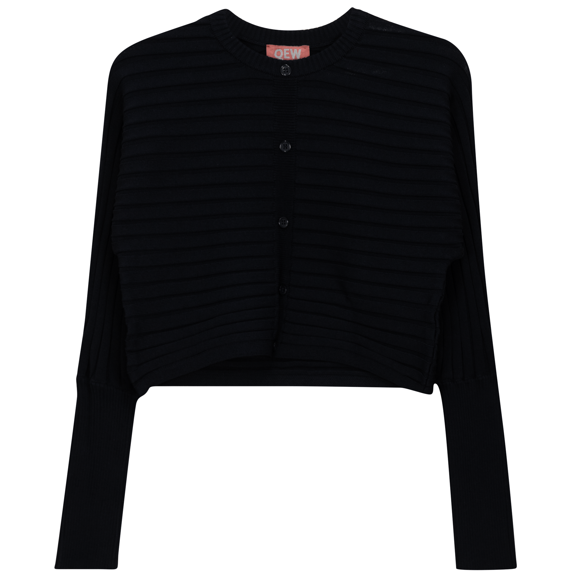 Cropped Ribbed Cardigan in Black by QEW
