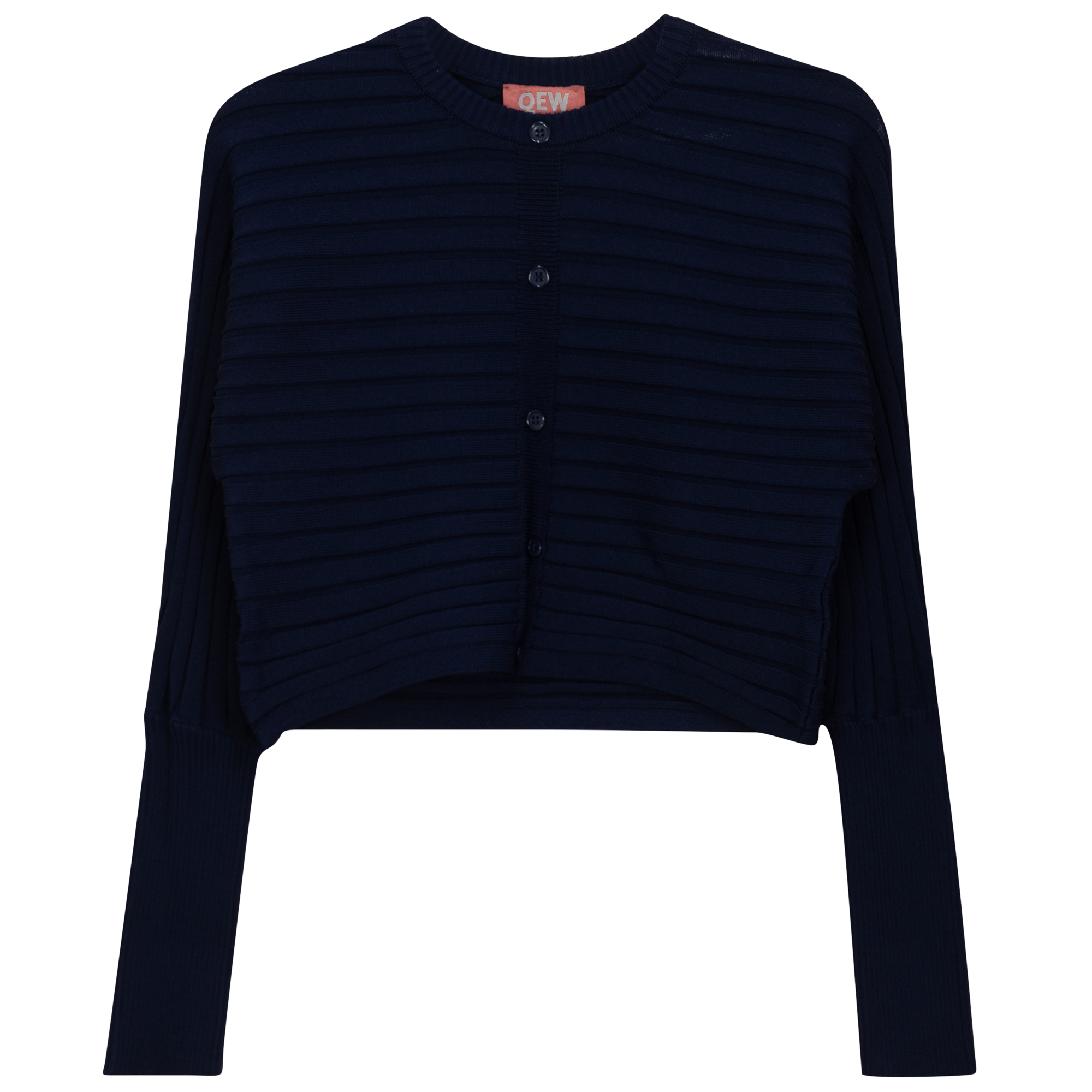 Cropped Ribbed Cardigan in Dark Denim by QEW
