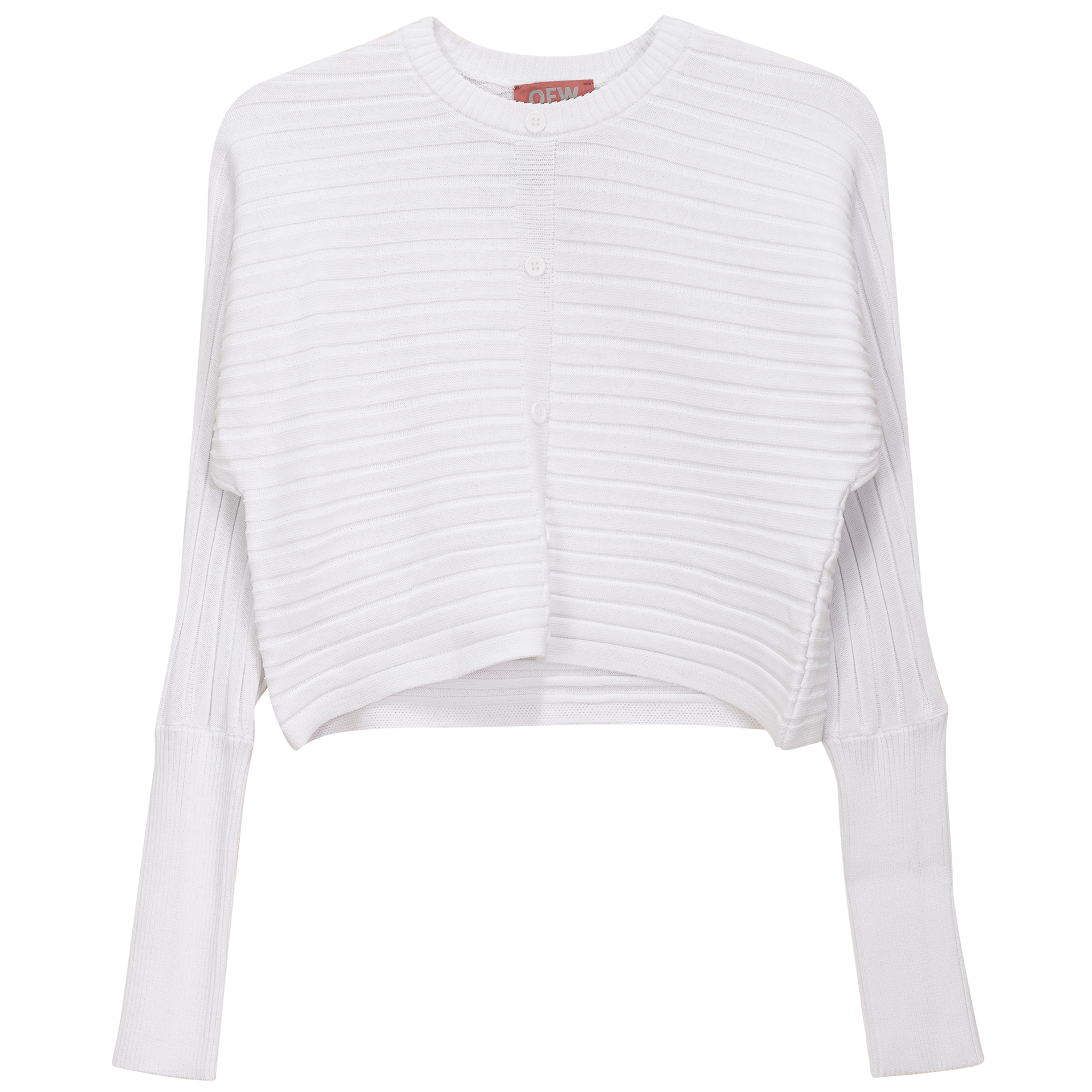 Cropped Ribbed Cardigan in White by QEW