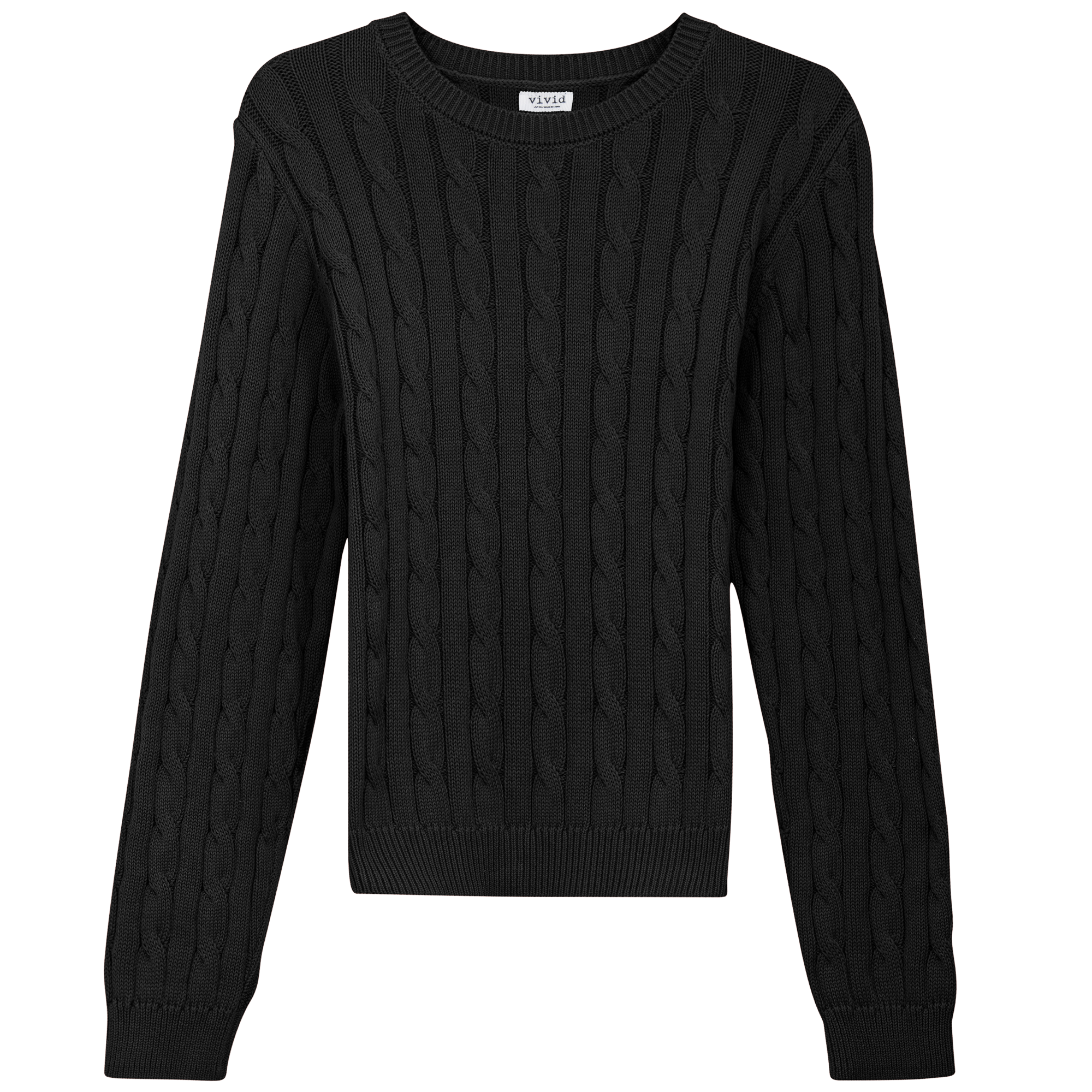 Cable Knit Sweater in Black by Vivid