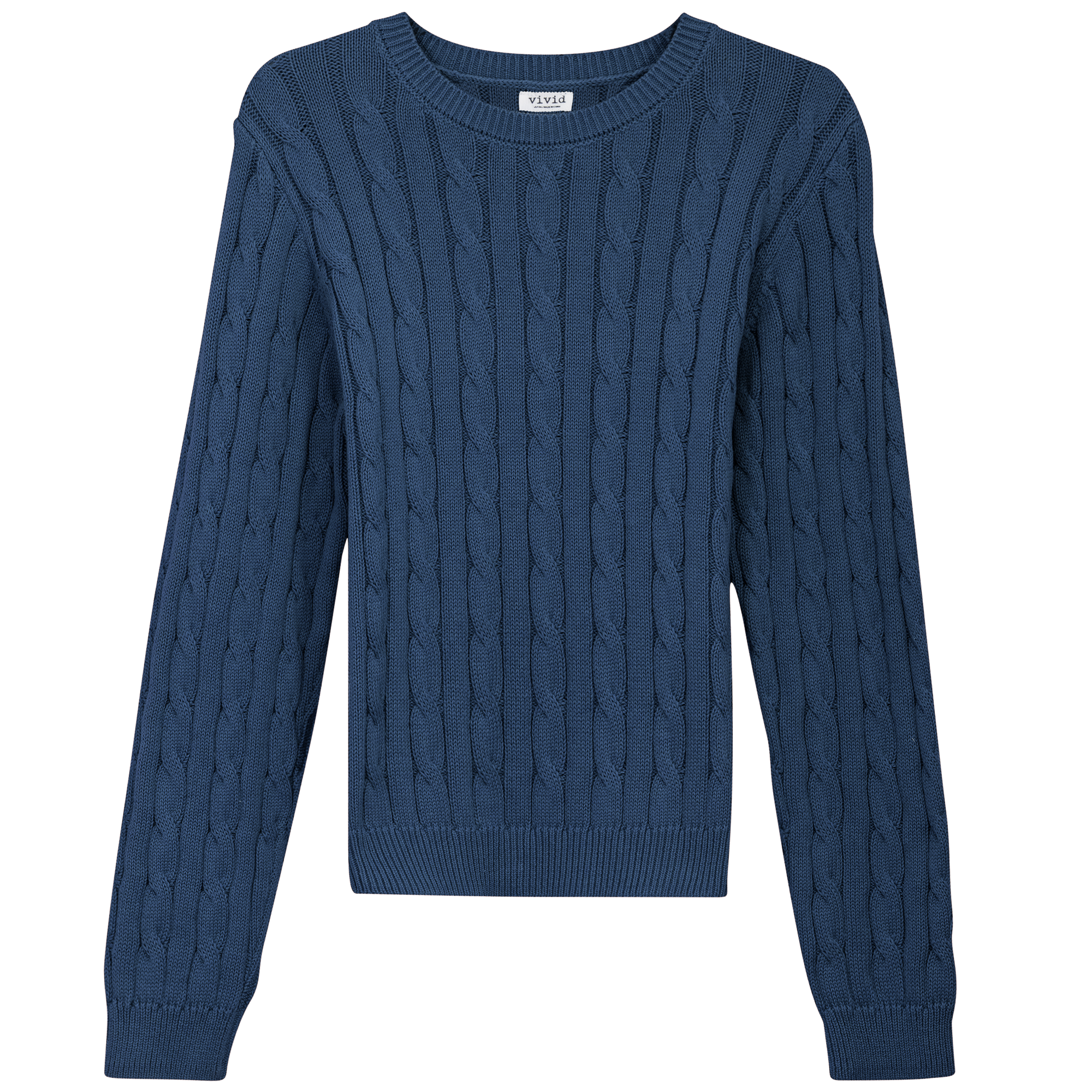 Cable Knit Sweater in Dark Denim by Vivid