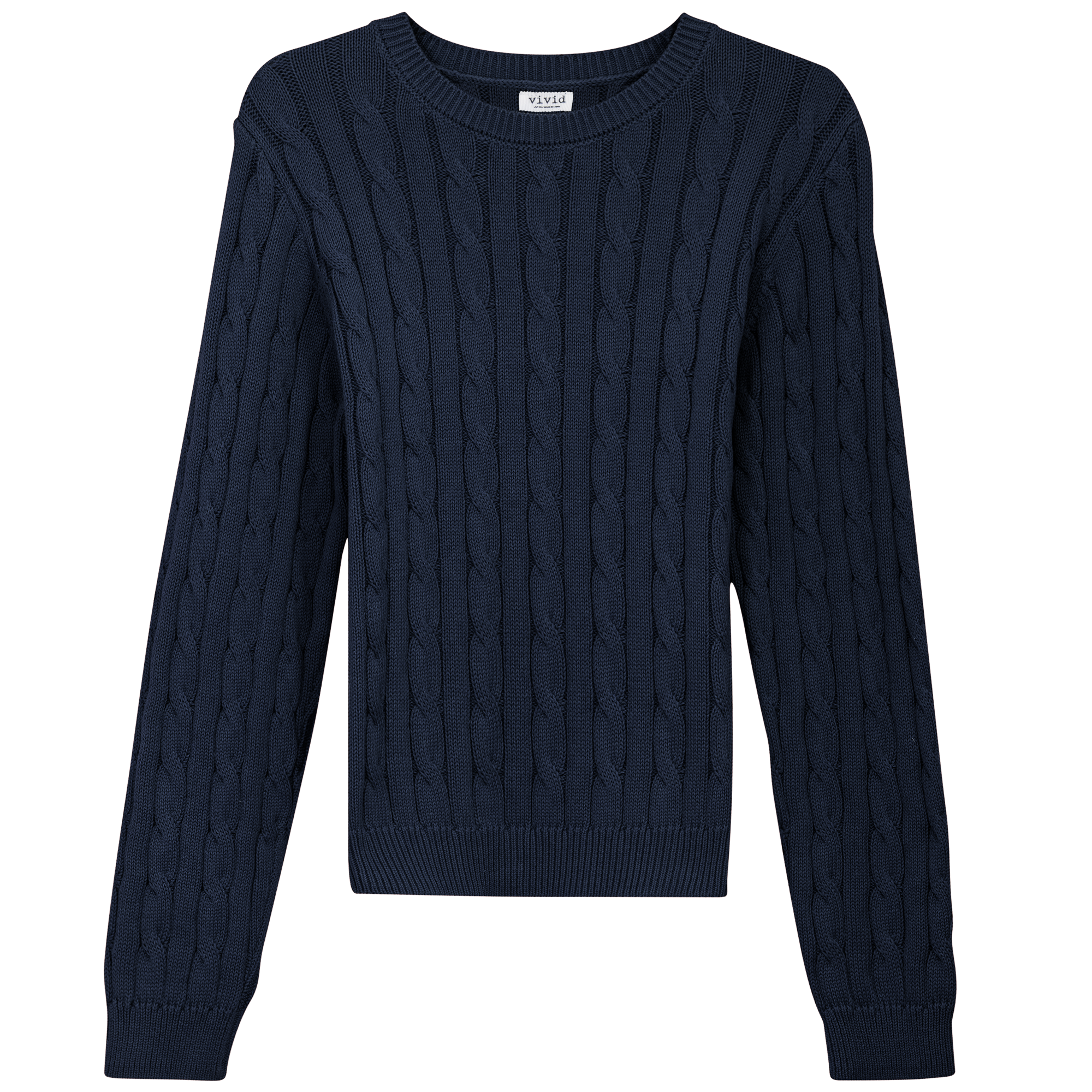 Cable Knit Sweater in Dark Navy by Vivid