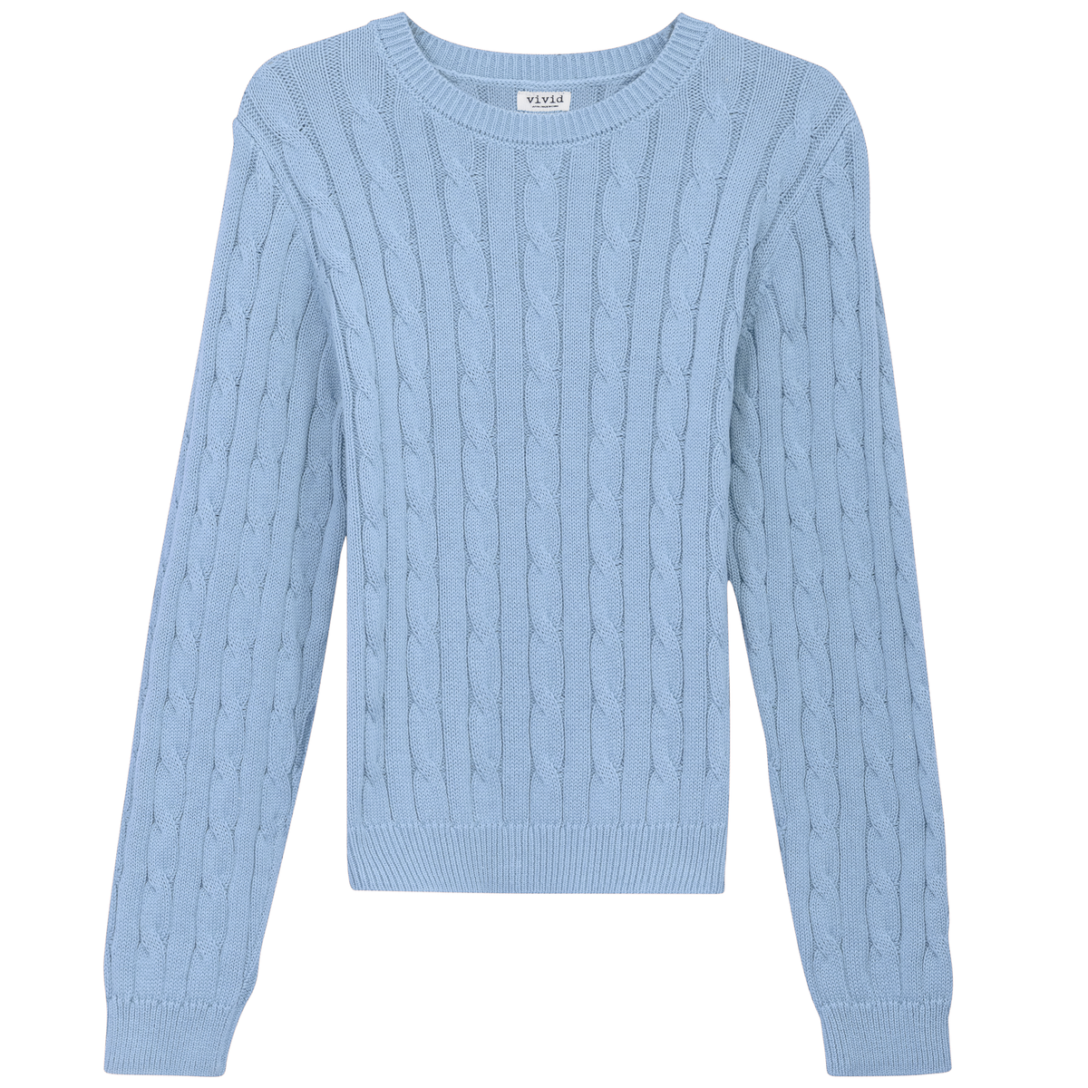 Cable Knit Sweater in Light Dusty Blue by Vivid