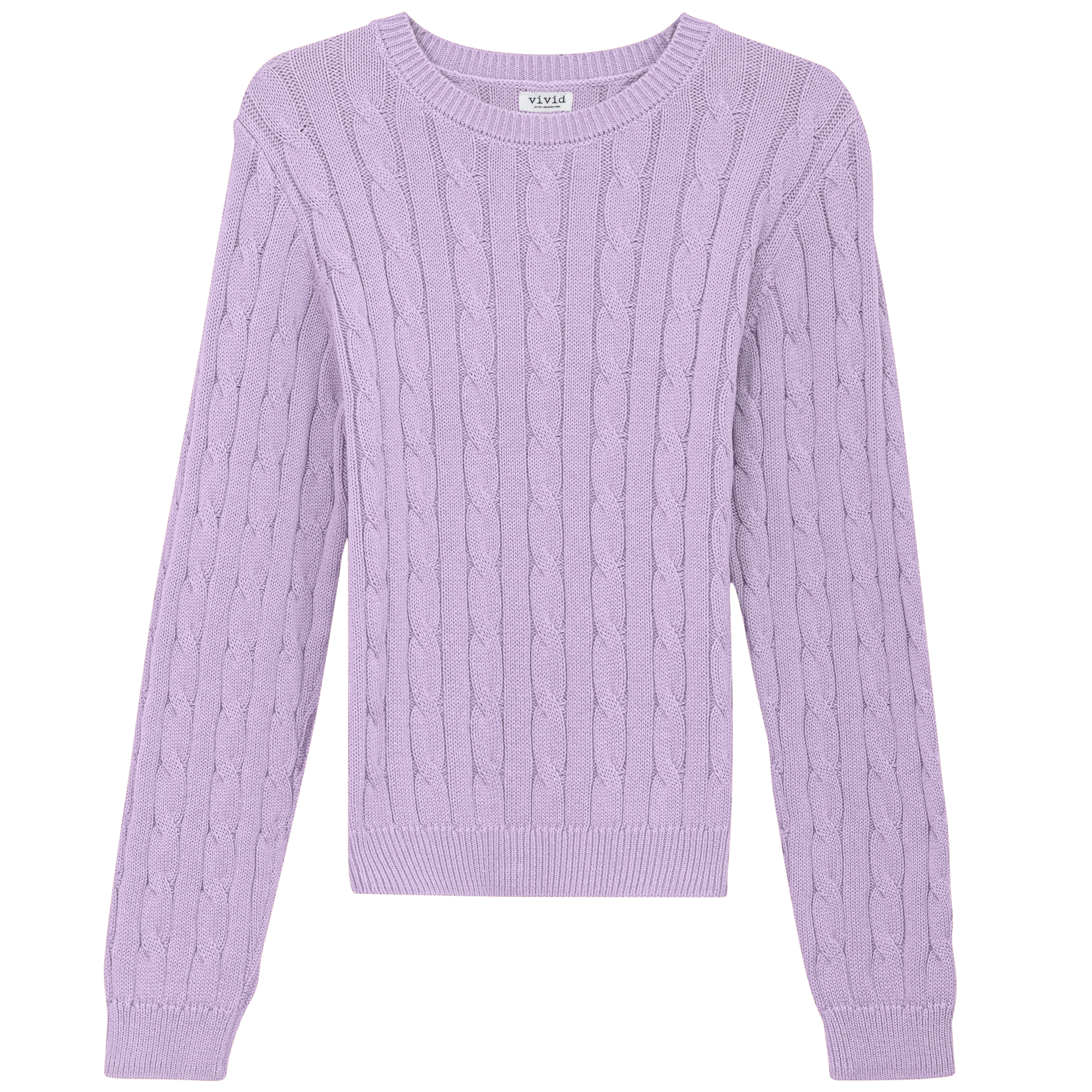 Cable Knit Sweater in Light Lilac by Vivid