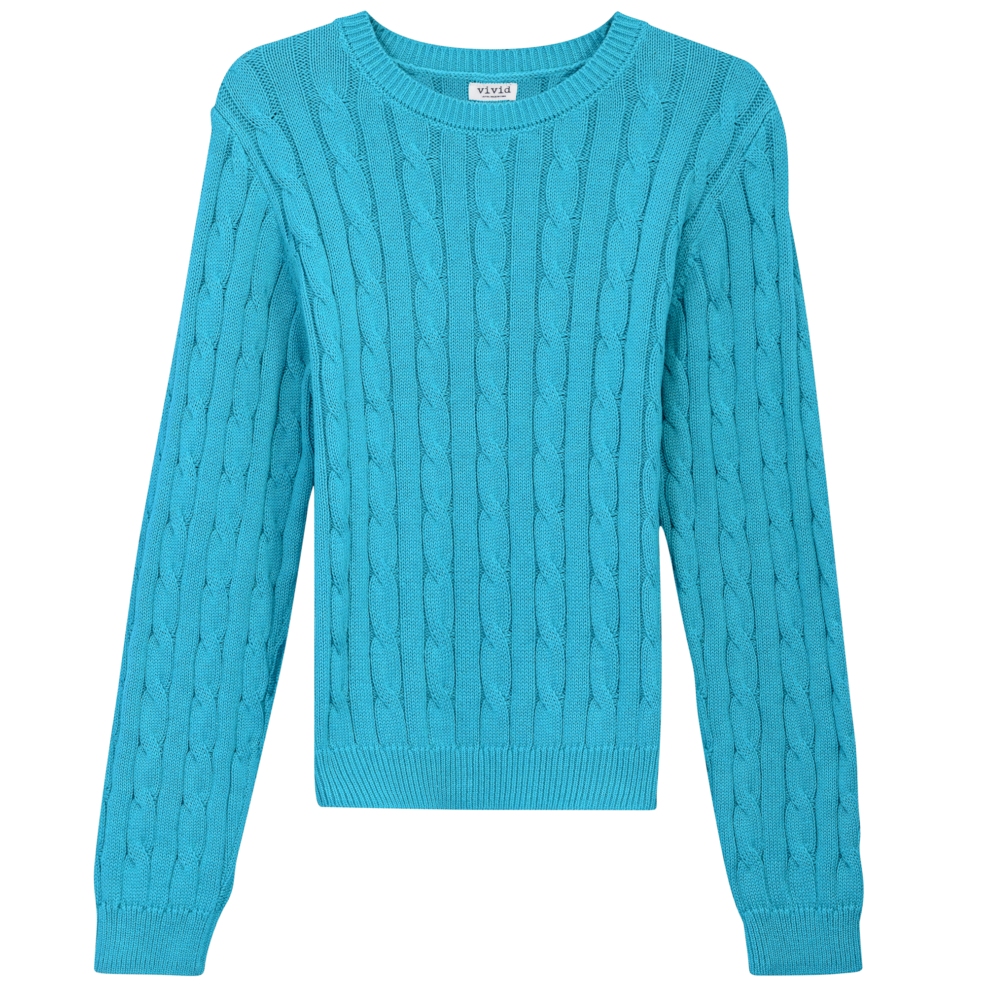 Cable Knit Sweater in Malibu Blue by Vivid
