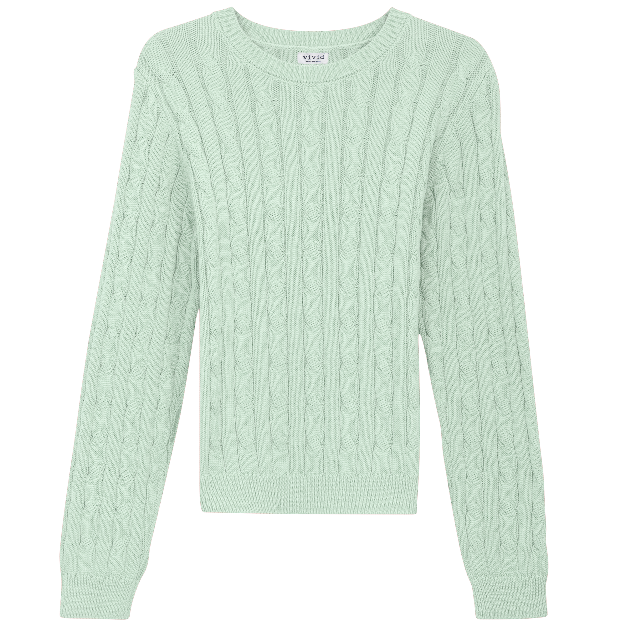 Cable Knit Sweater in Mint by Vivid
