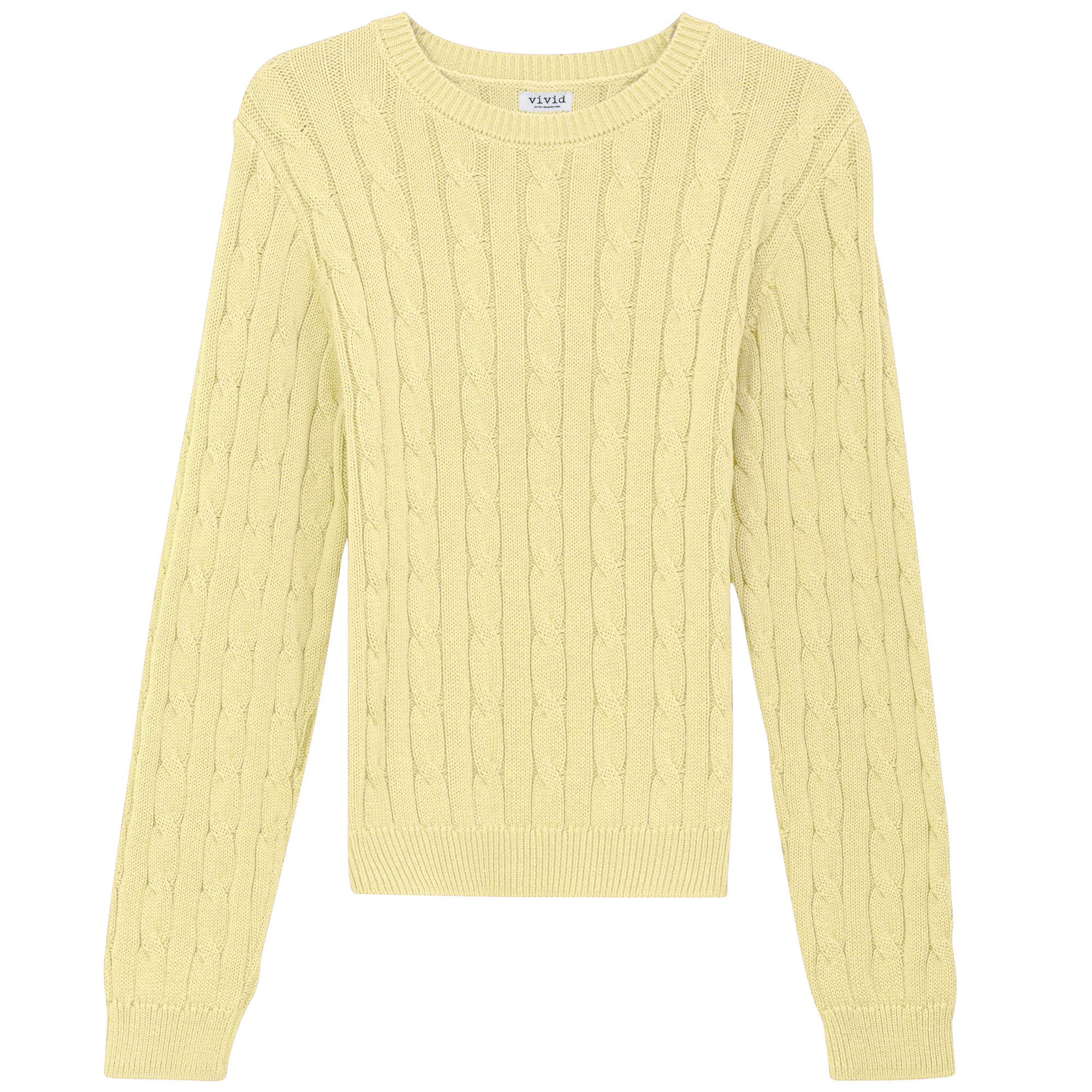 Cable Knit Sweater in Pale Yellow by Vivid