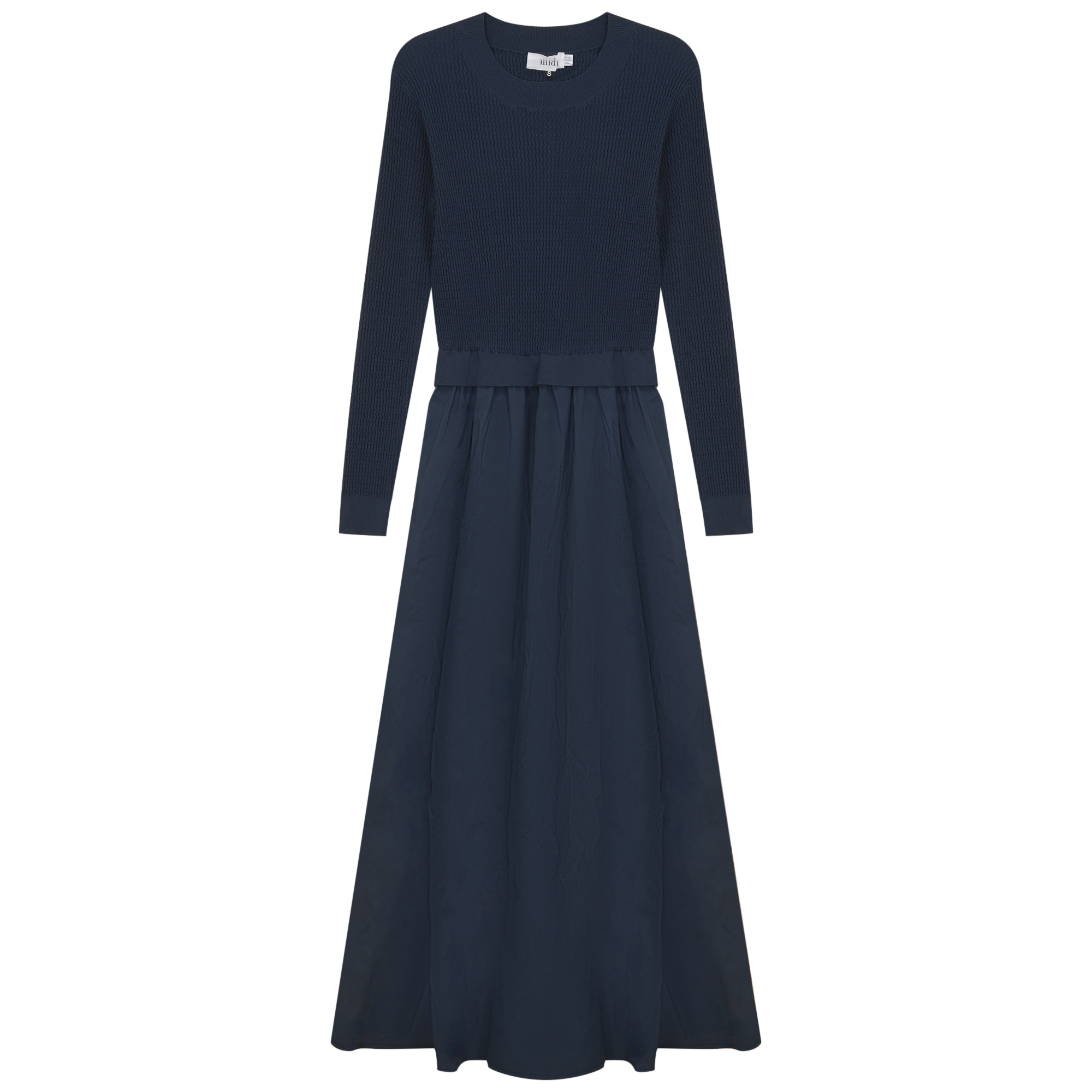 Crochet Cotton Full Dress in Navy by Midi