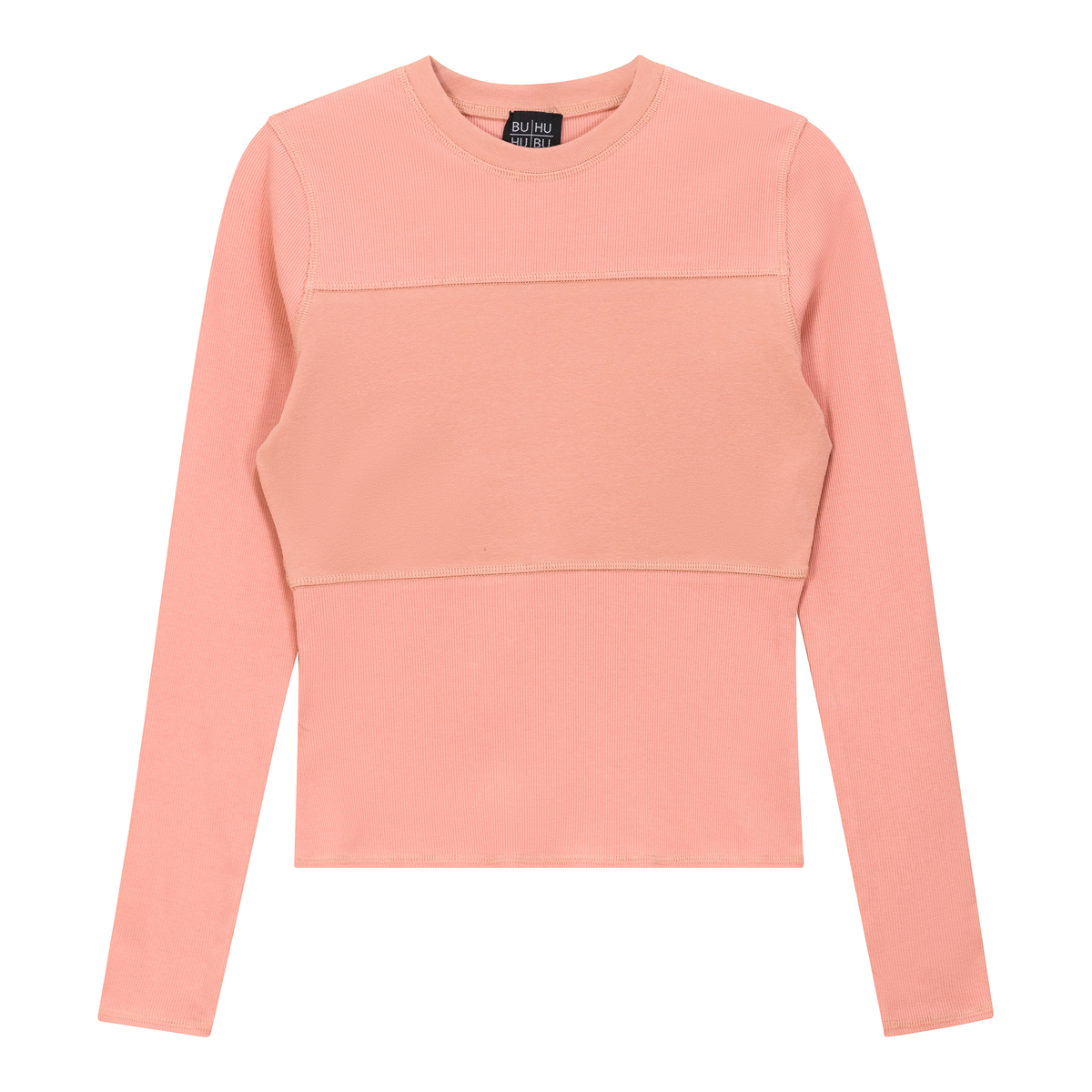 Ribbed Solid Stitching Tee in Light Bisque by BuHu