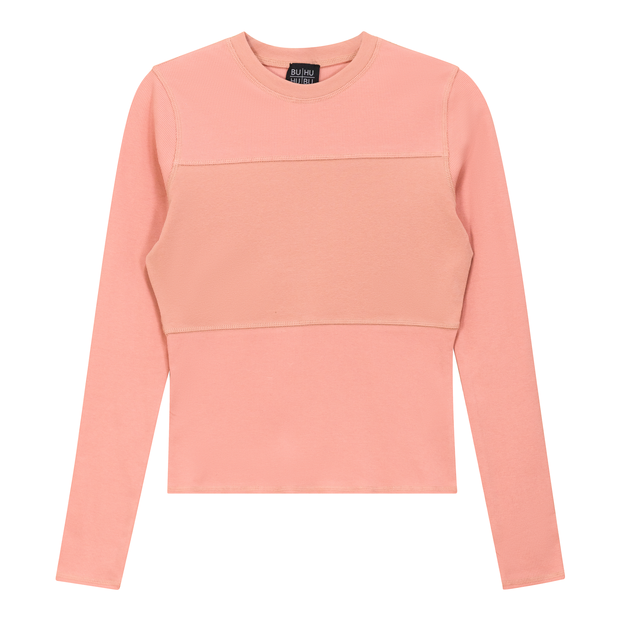 Ribbed Solid Stitching Tee in Light Bisque by BuHu