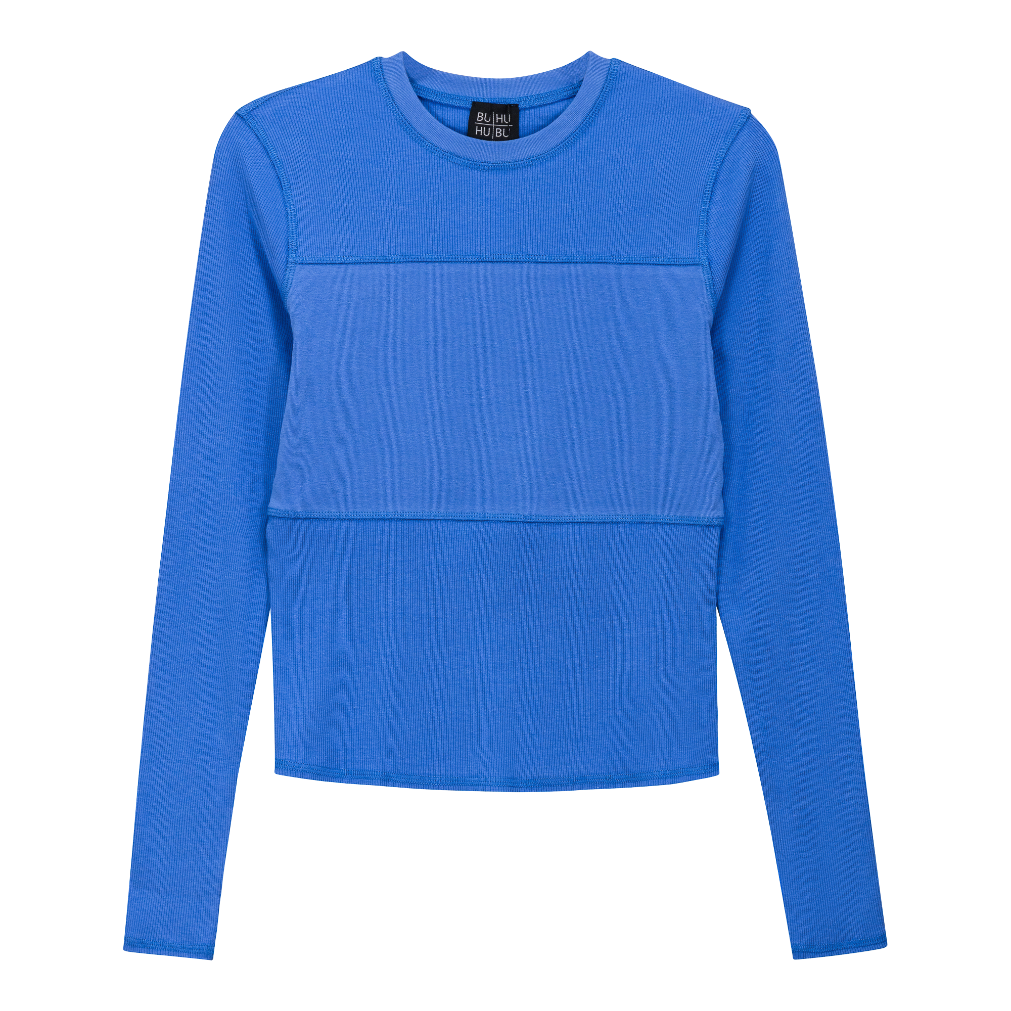 Ribbed Solid Stitching Tee in Light Sapphire by BuHu