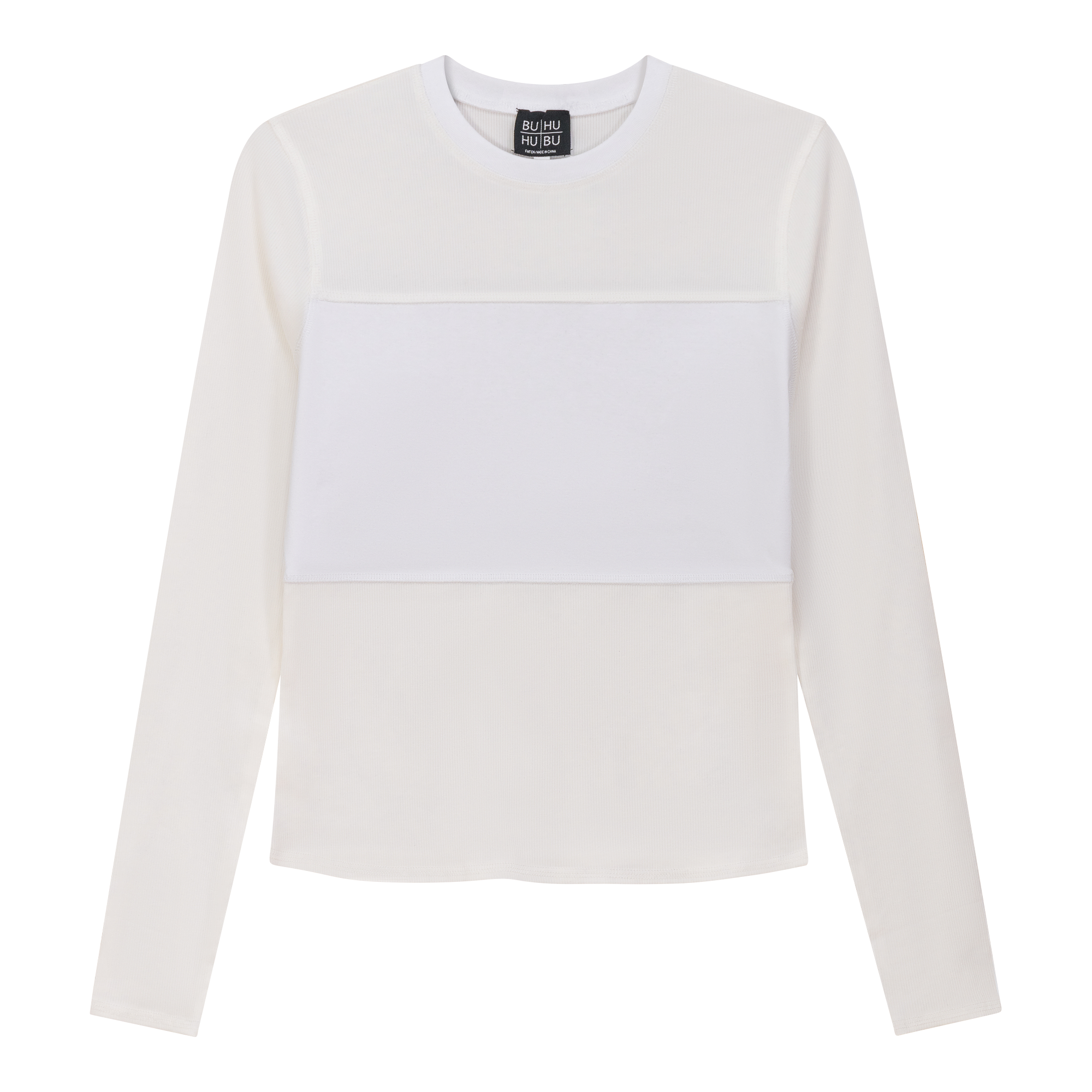 Ribbed Solid Stitching Tee in White by BuHu