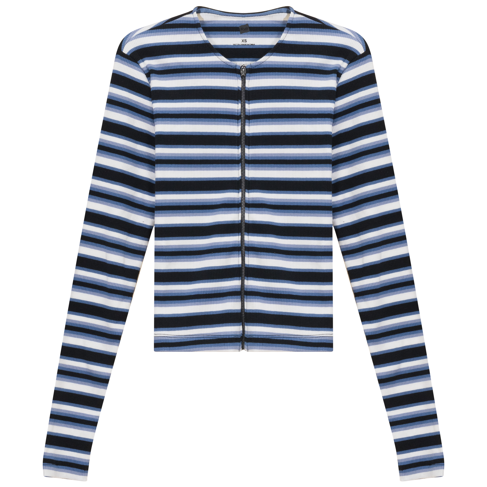 Stripped Zip Tee in Denim-Black by Riff