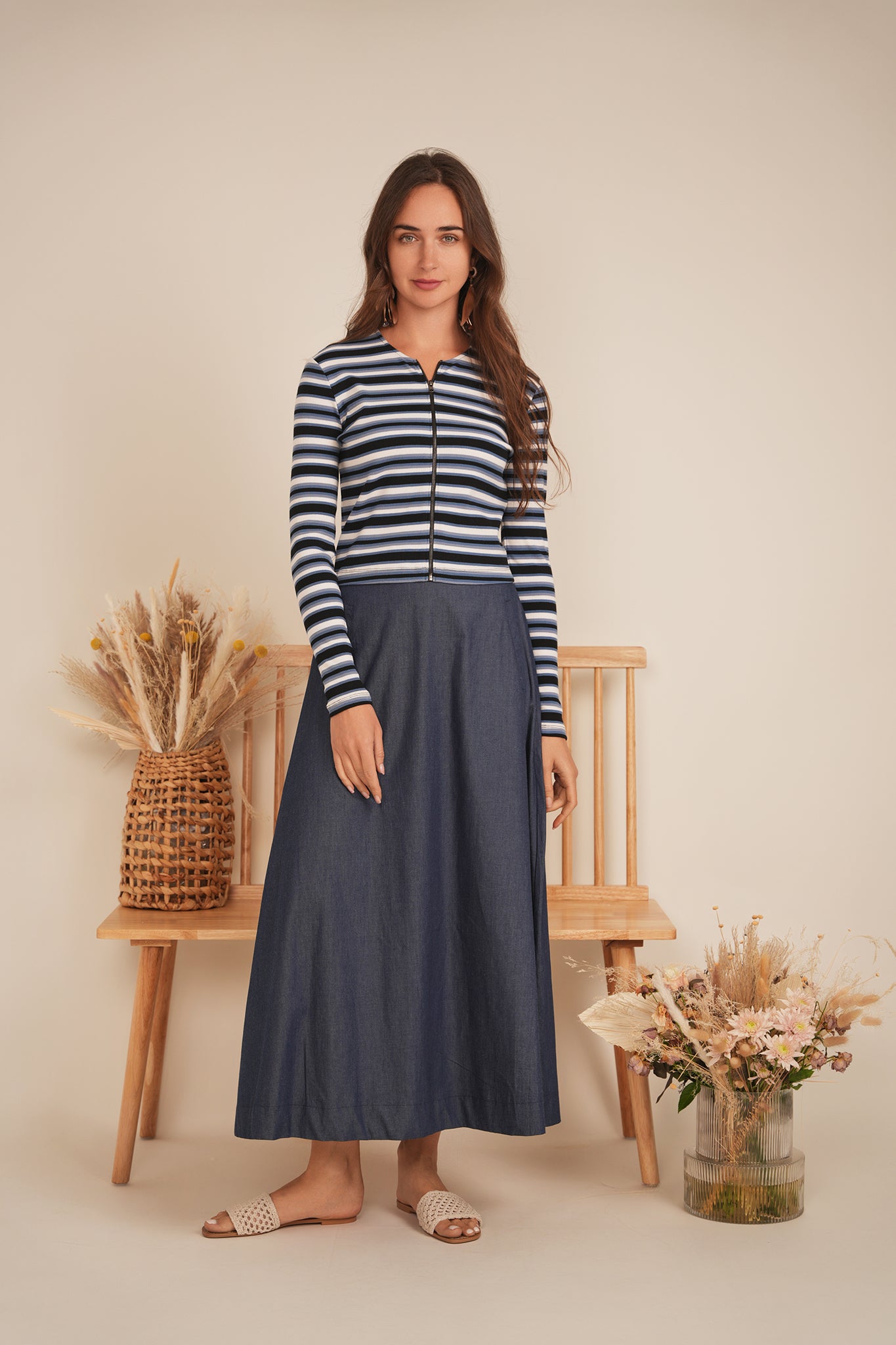 Stripped Zip Tee in by Riff