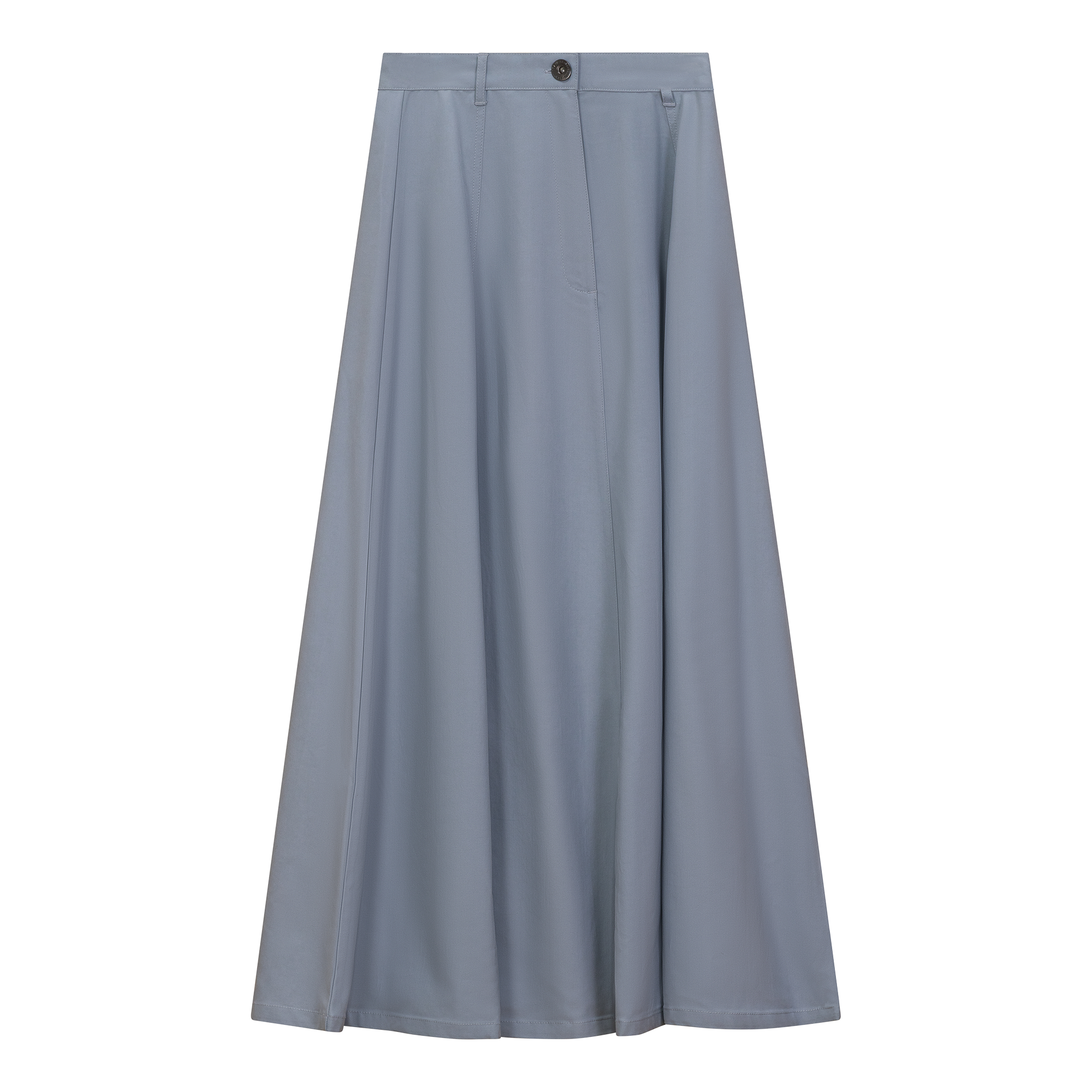 Cotton Maxi A Line Fringe Skirt in Dusty Blue by Faves