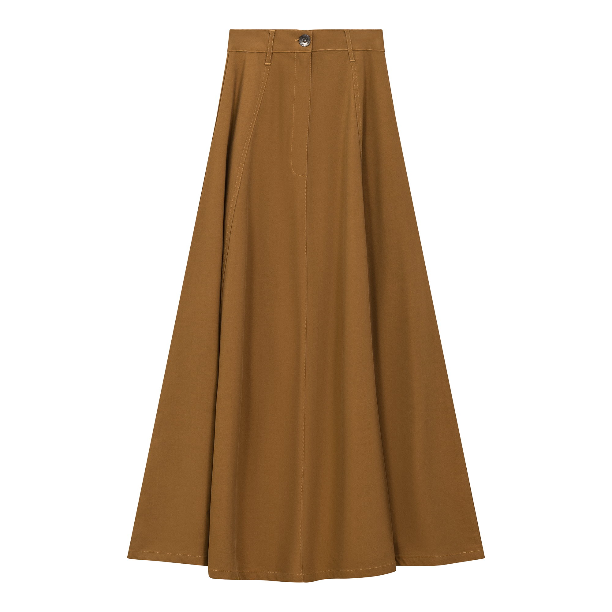Cotton Maxi A Line Fringe Skirt in Taupe by Faves