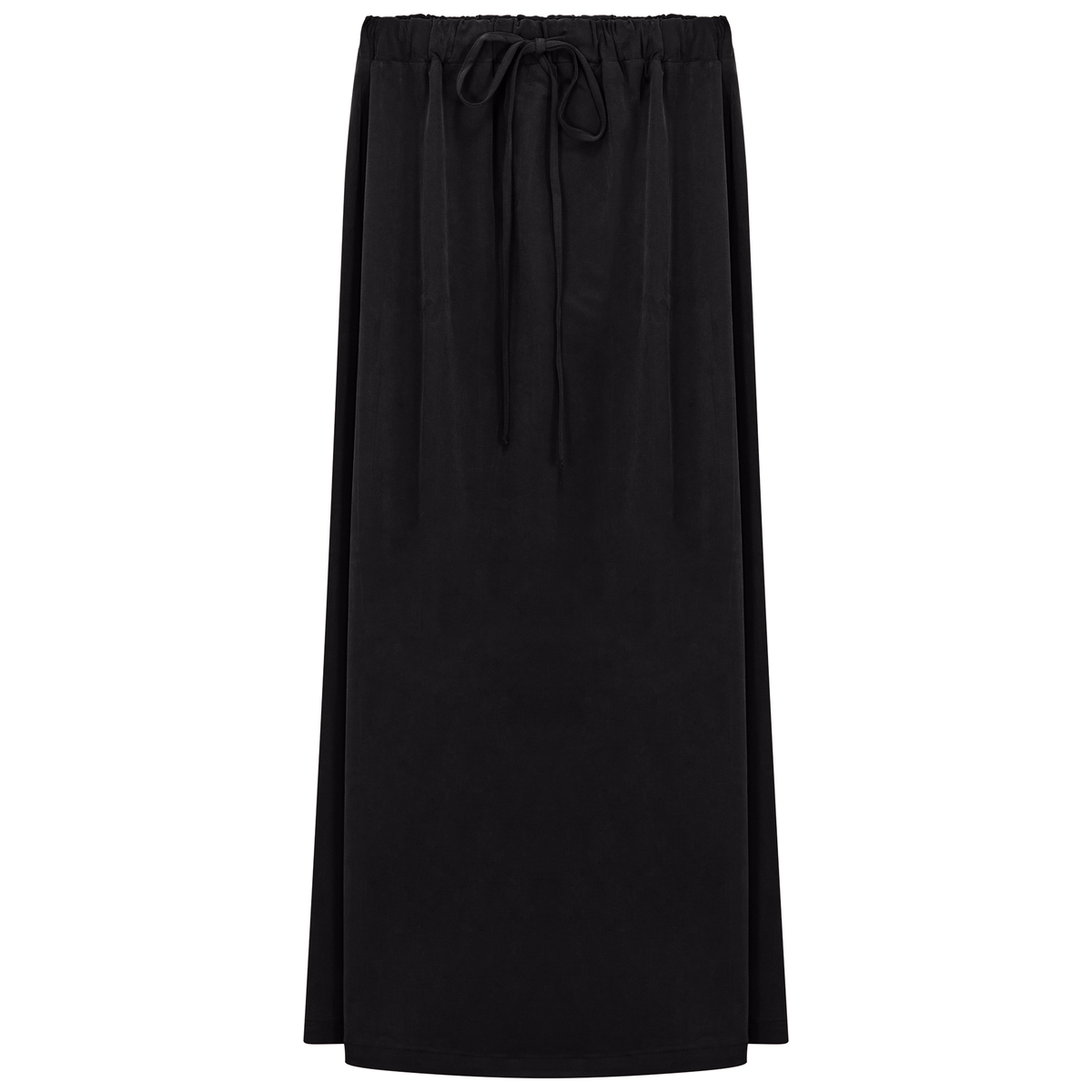 Cotton Midi Drawstring Skirt in Black by BuHu