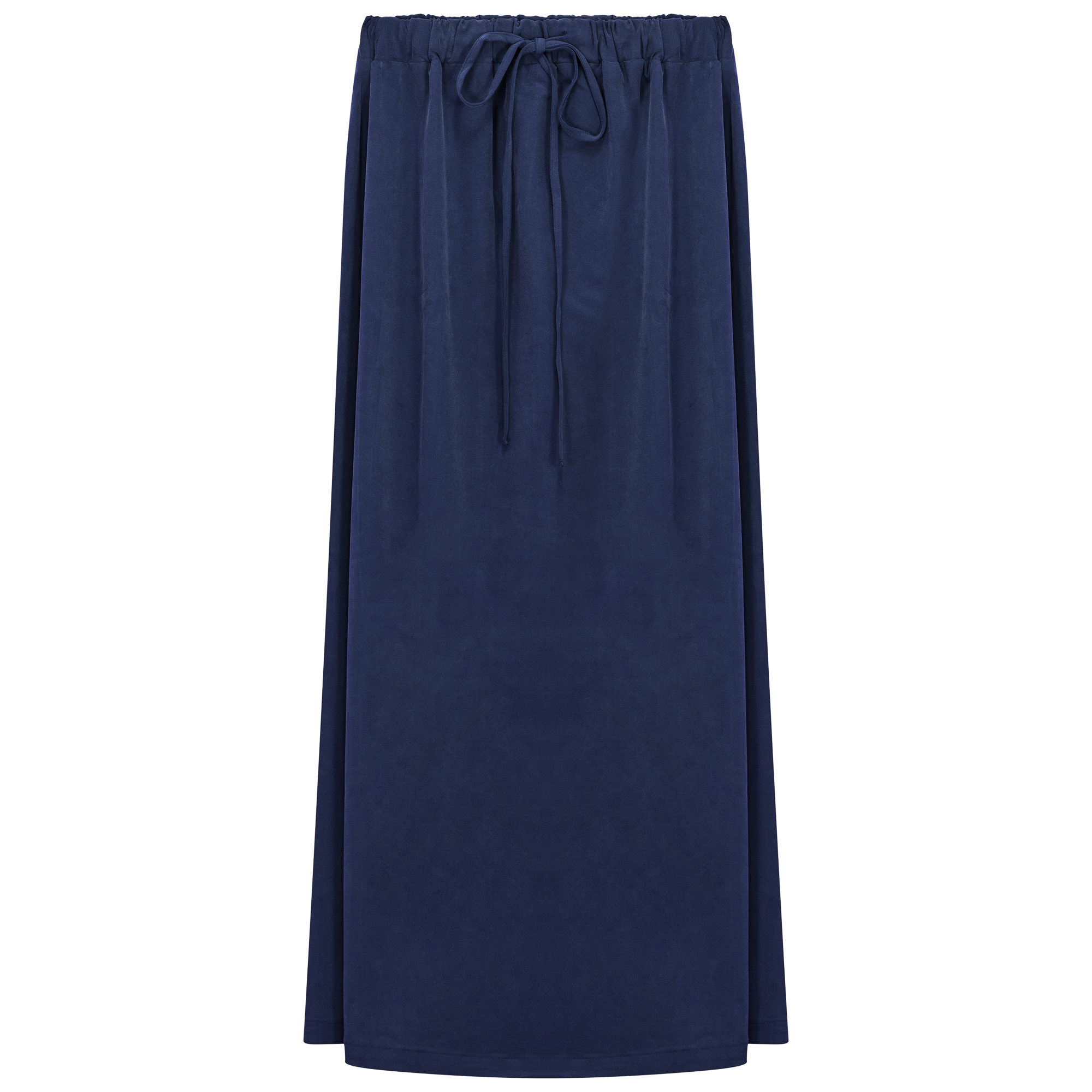 Cotton Midi Drawstring Skirt in Dark Denim by BuHu