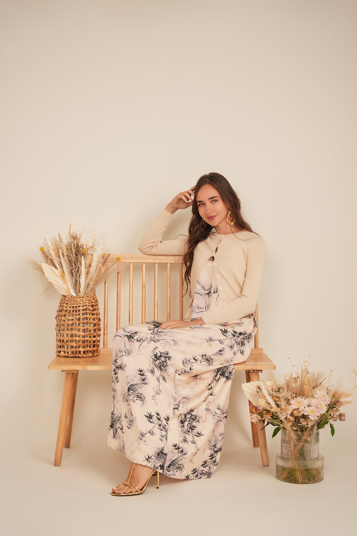 Printed Jumper Knit Cardigan Set in by E.U.X. Exclusive