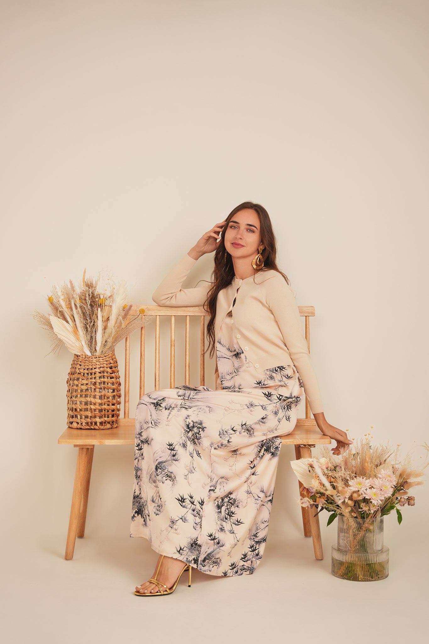 Printed Jumper Knit Cardigan Set in by E.U.X. Exclusive