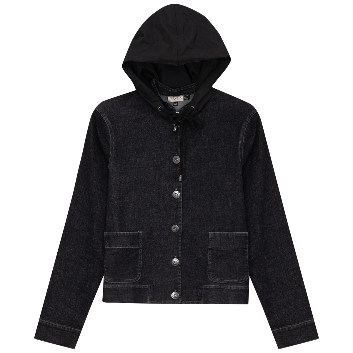 Denim Wash Hoodie Jacket in Black Denim Wash by Faves