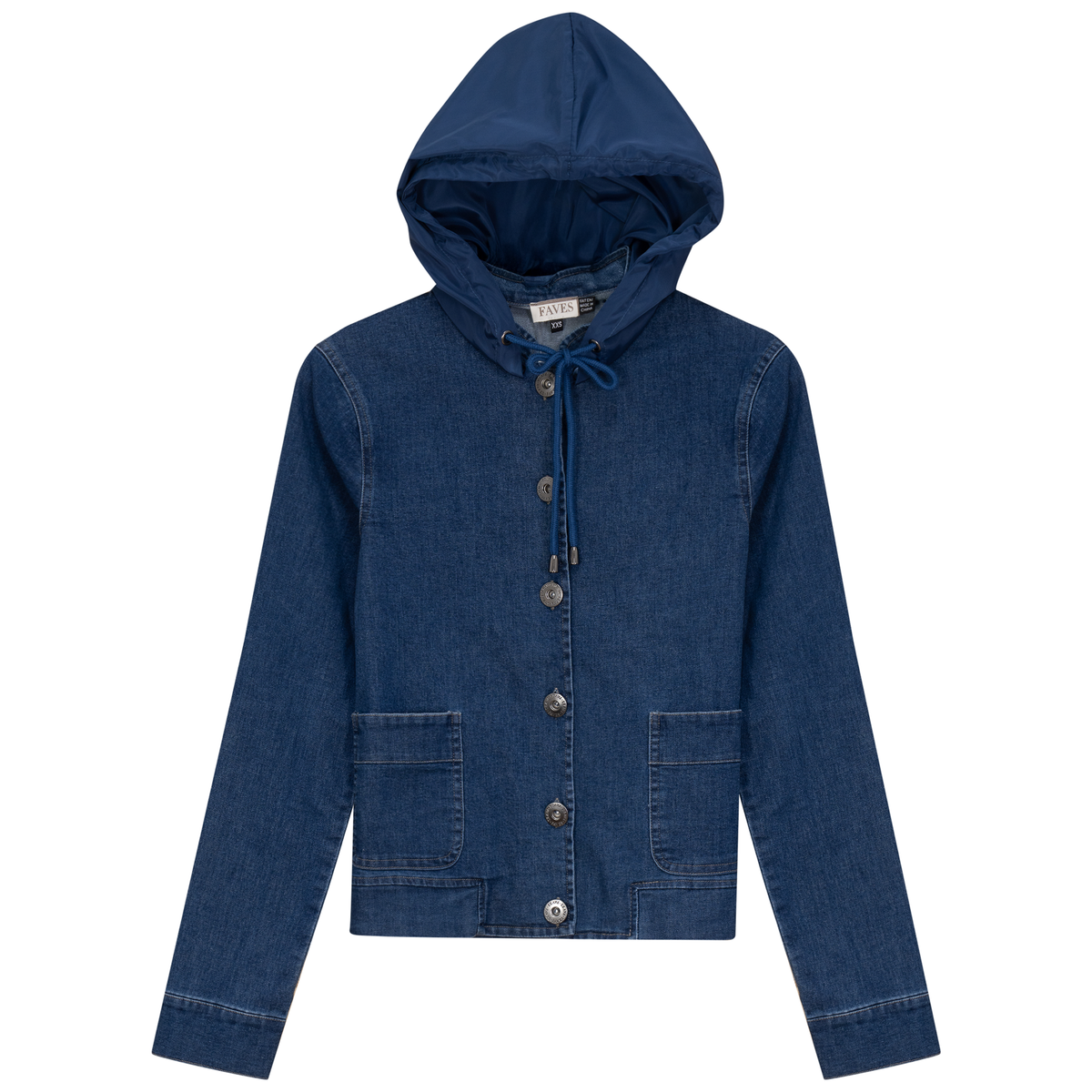 Denim Wash Hoodie Jacket in Dark Denim Wash by Faves