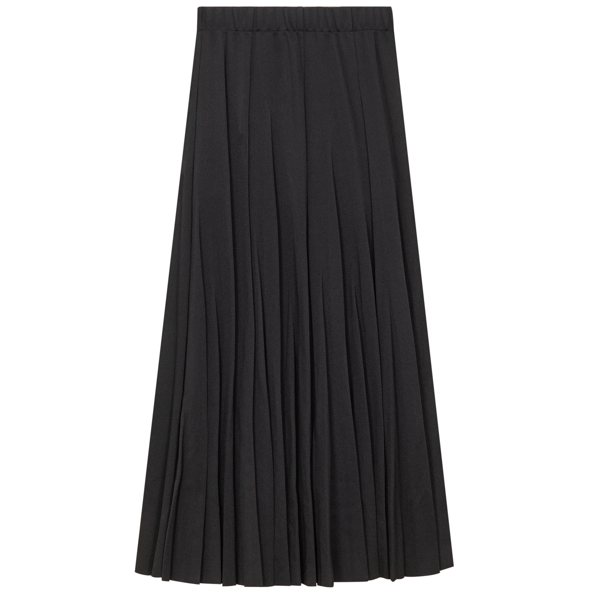 Midi Pique Burst Pleated Skirt in Black by Mademoiselle