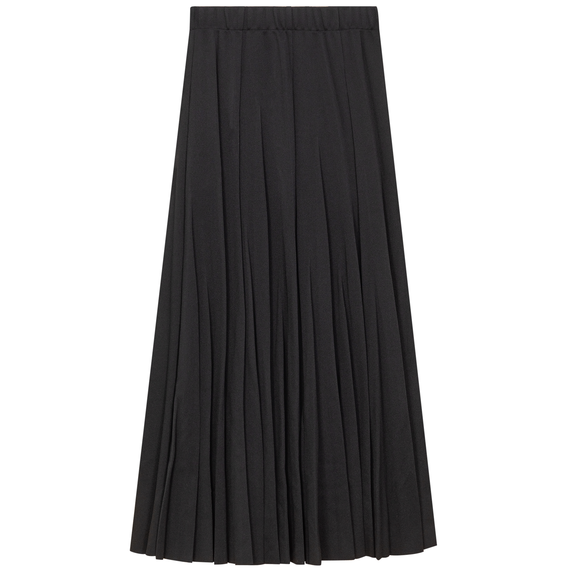 Midi Pique Burst Pleated Skirt in Black by Mademoiselle