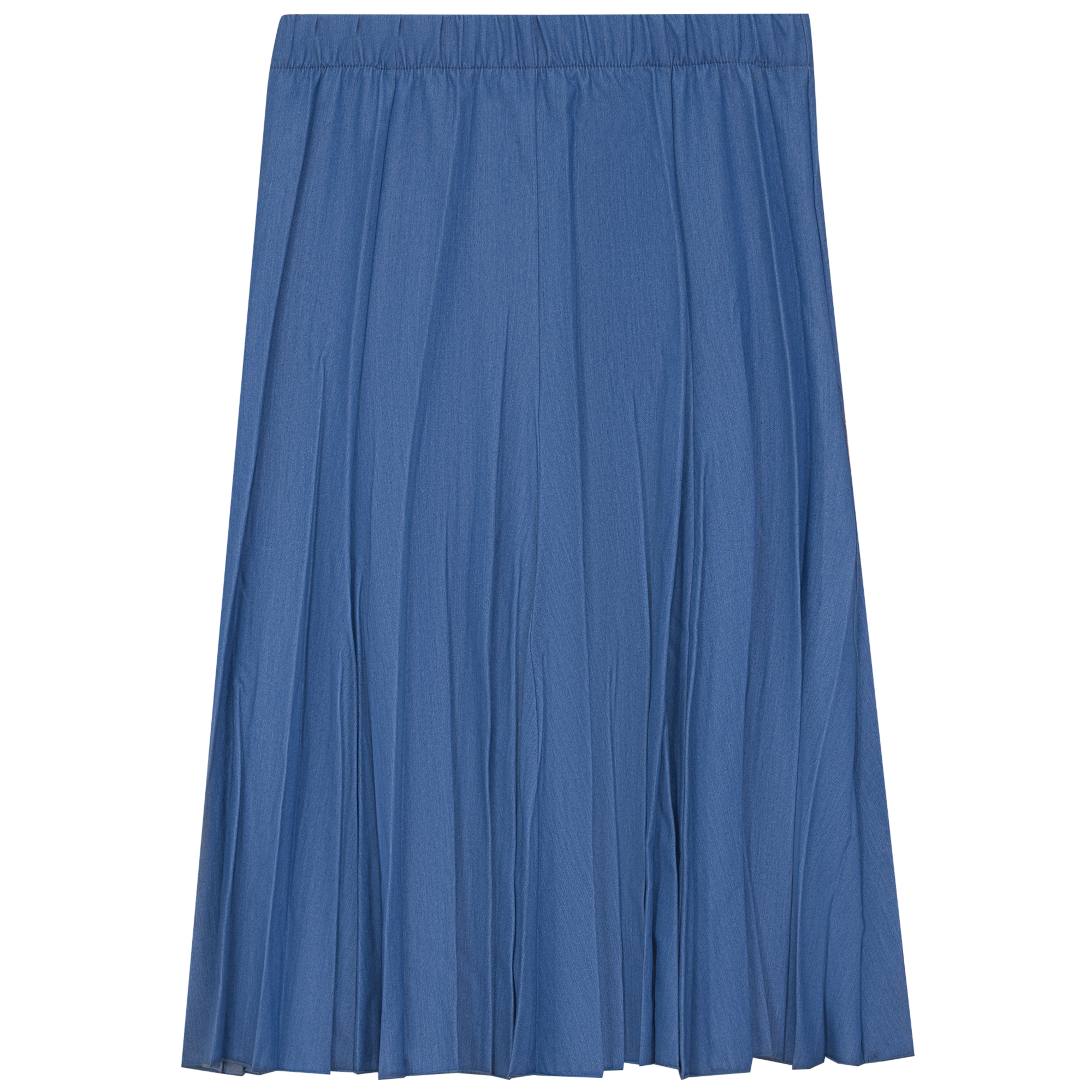 Short Denim Burst Pleated Skirt in Chambray by Mademoiselle