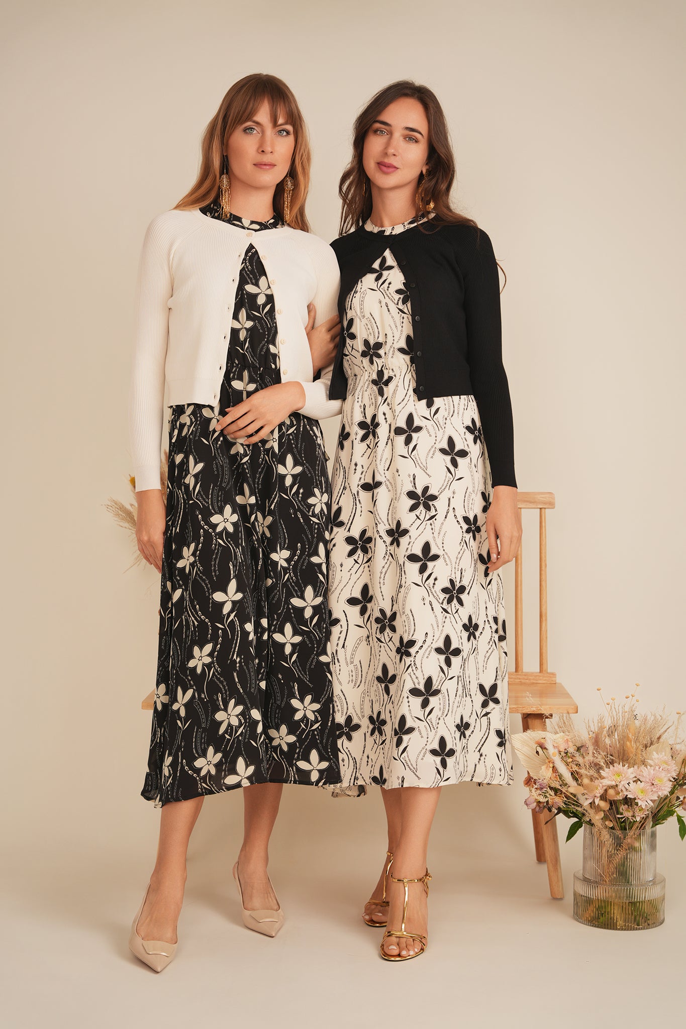 Floral Chiffon Bungee Jumper in Cream by Coco de la Mour