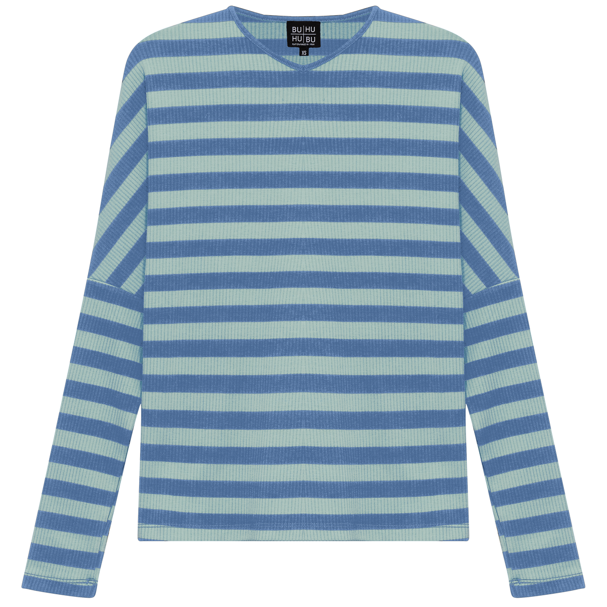 Cotton Striped V Neck Top in Chambray Mint by BuHu