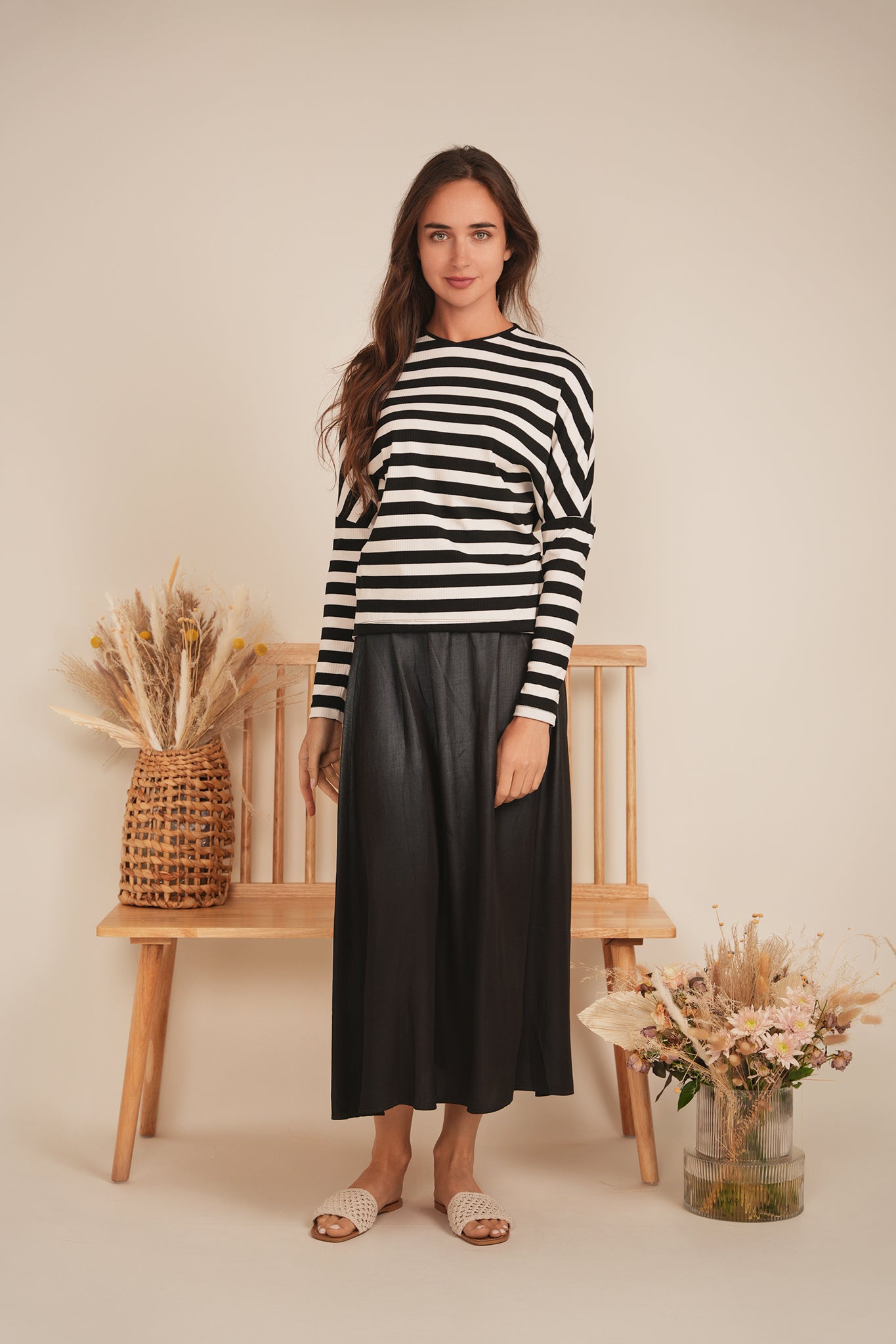 Cotton Striped V Neck Top in by BuHu