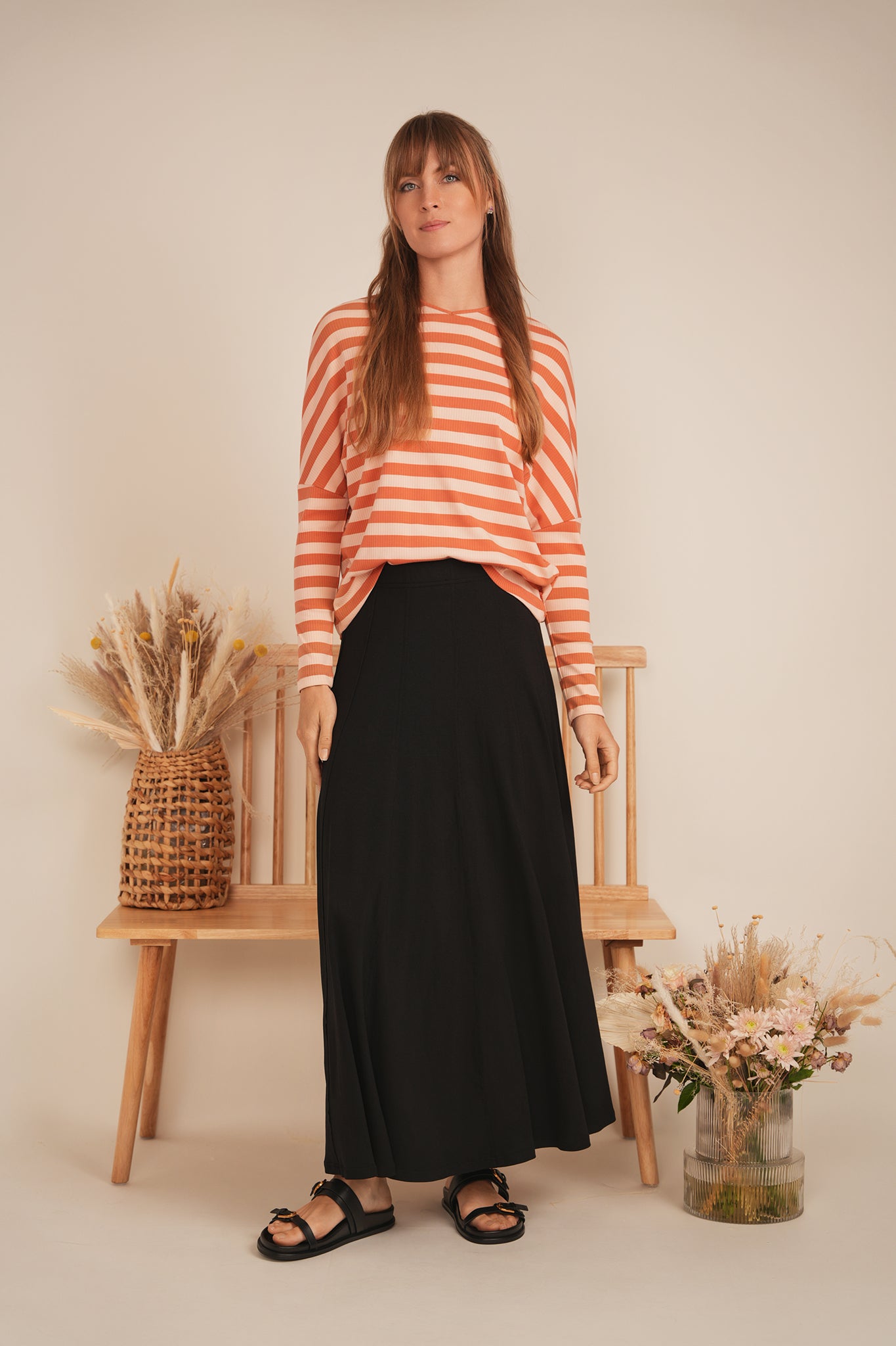 Cotton Striped V Neck Top in by BuHu