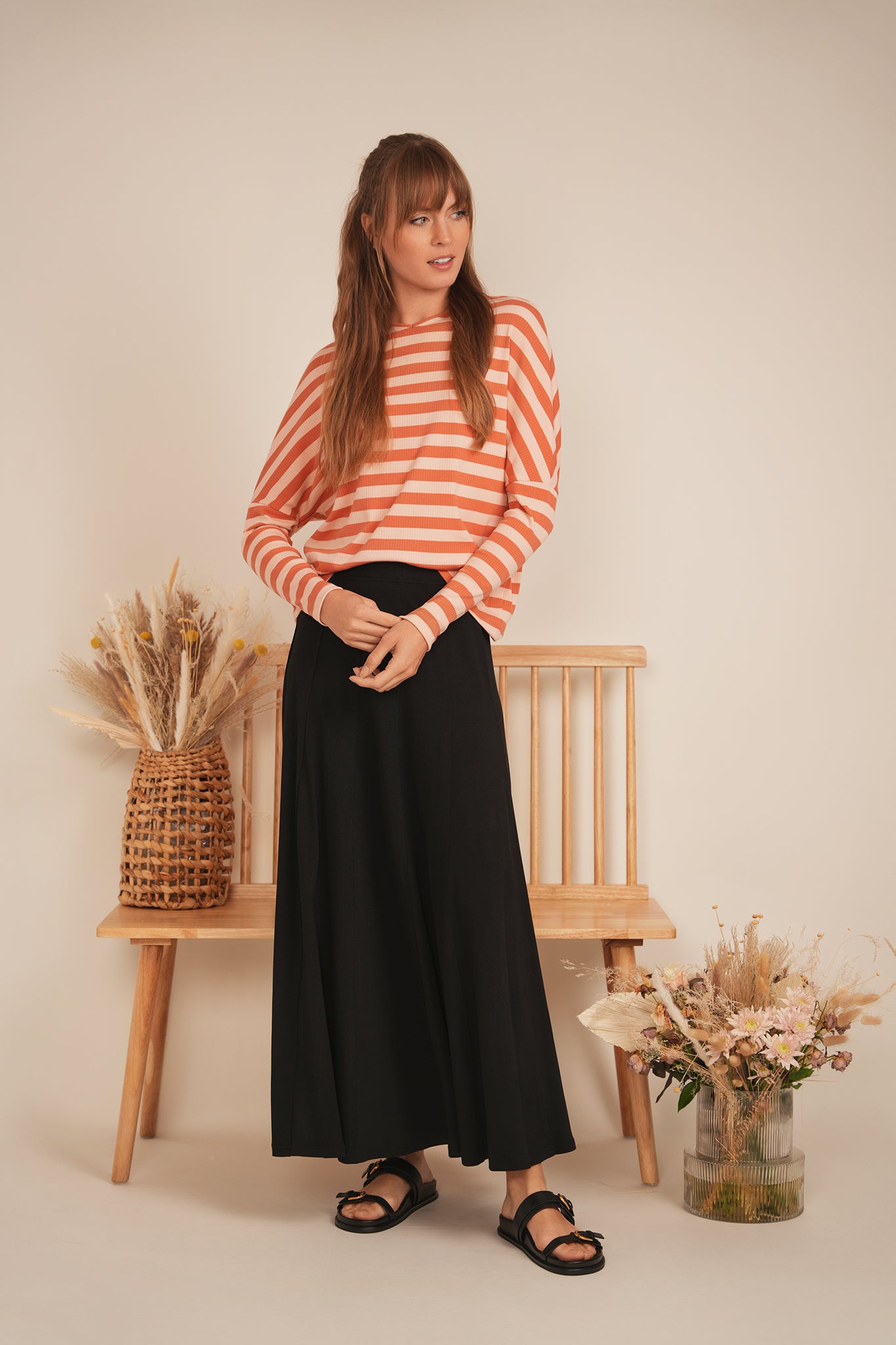 Cotton Striped V Neck Top in by BuHu