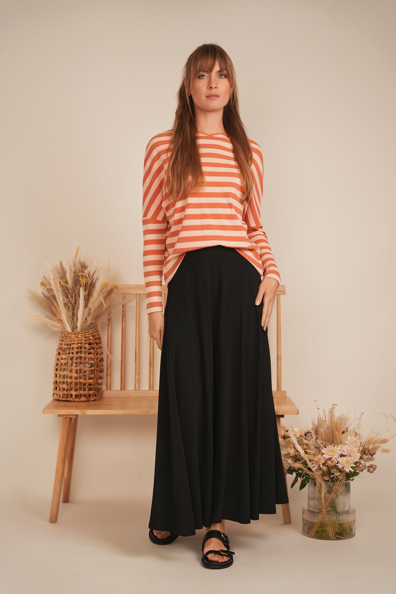 Cotton Striped V Neck Top in by BuHu